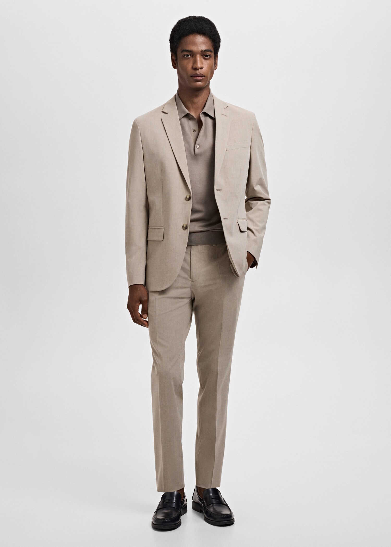 Stretch fabric super slim-fit suit trousers - General plane