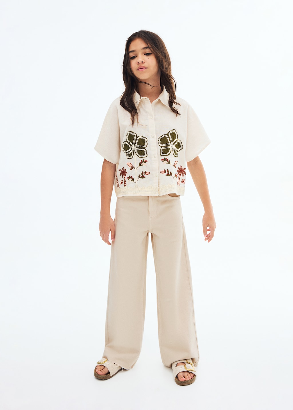 美品ꕥサラマリカ CTN LINEN FLOWER EMB ALL IN ONE 美品ꕥサラマリカ CTN LINEN FLOWER EMB ALL IN ONE