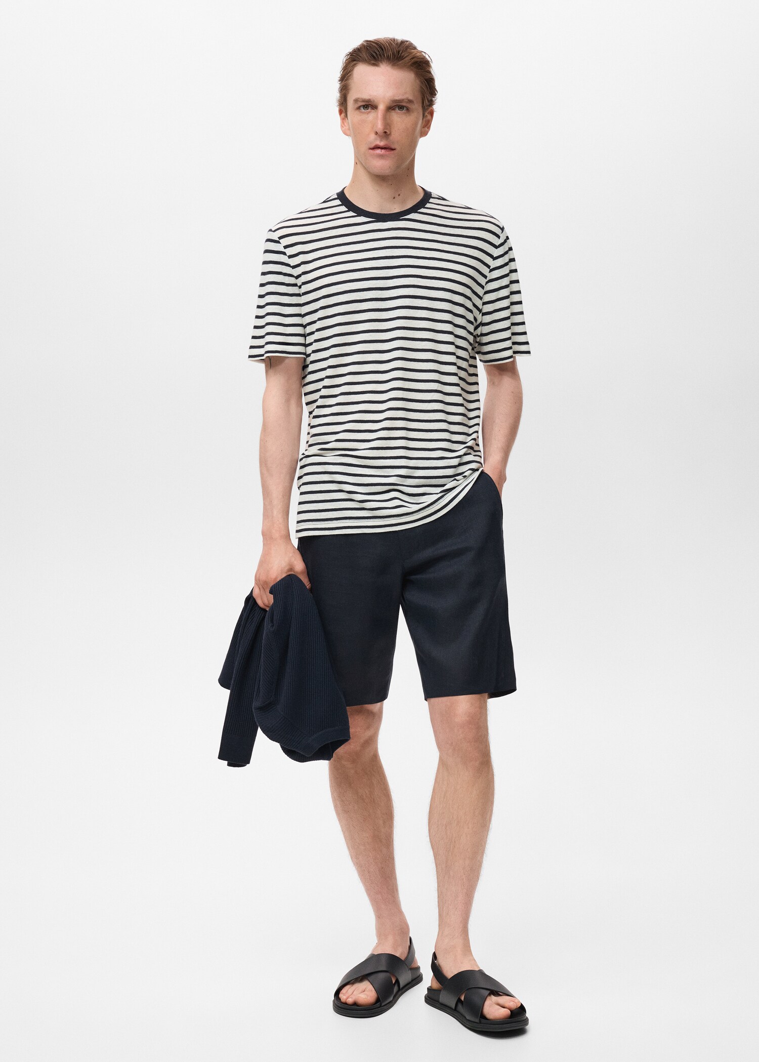 T-shirt lin slim-fit rayures - Plan général