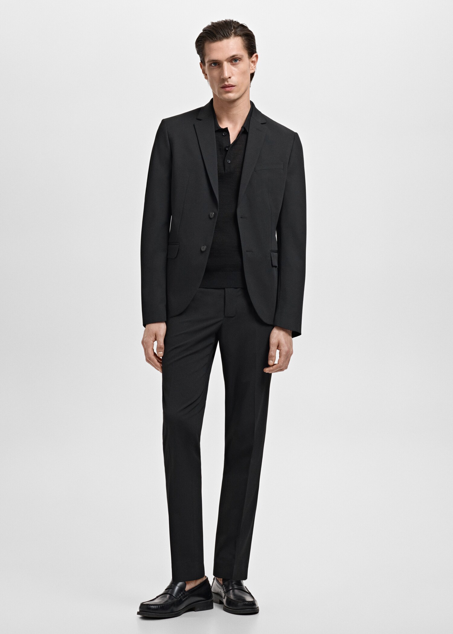 Celana panjang setelan super slim-fit kain stretch - Tampilan Umum