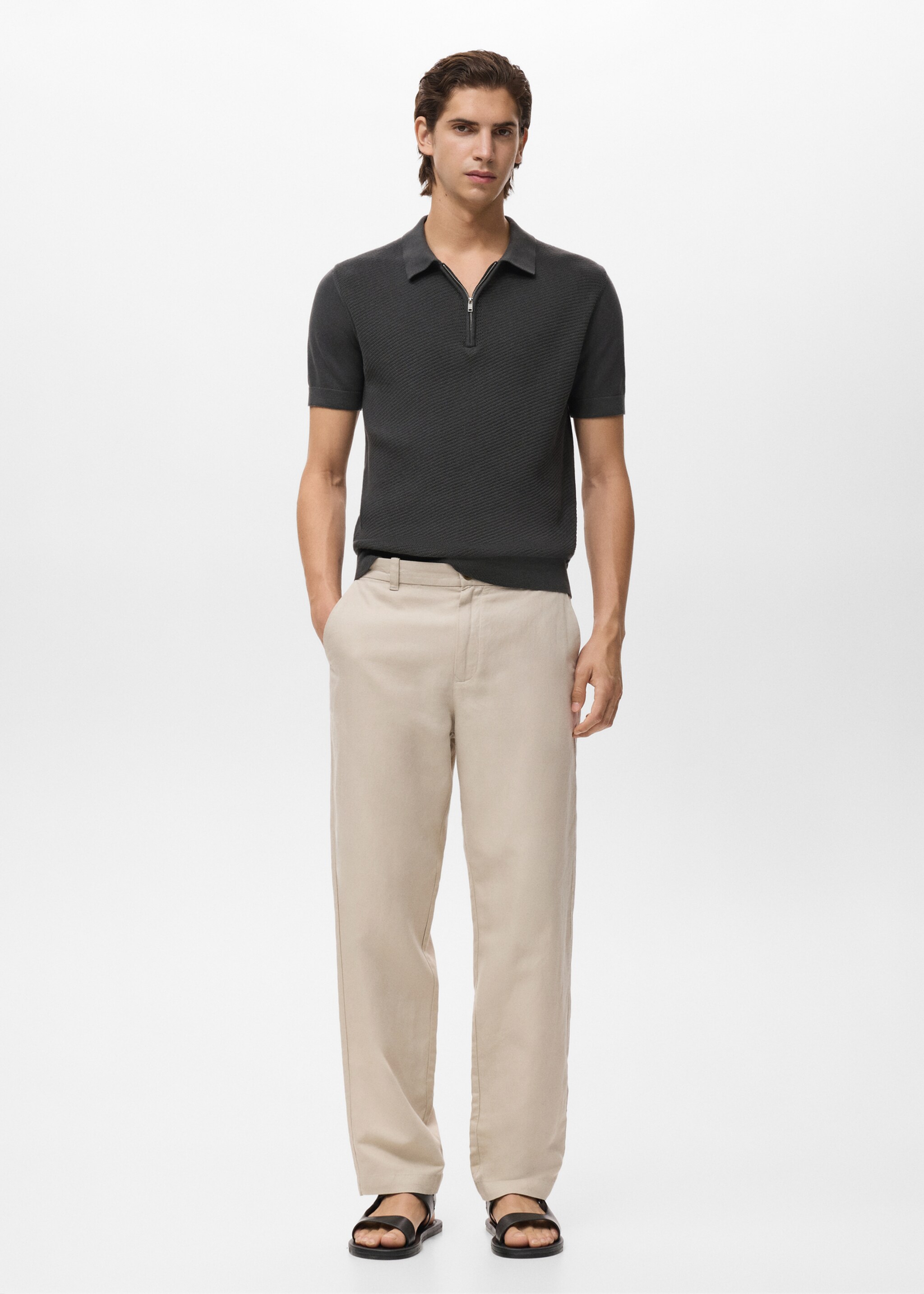Ajour poloshirt met rits - Overzichtstekening