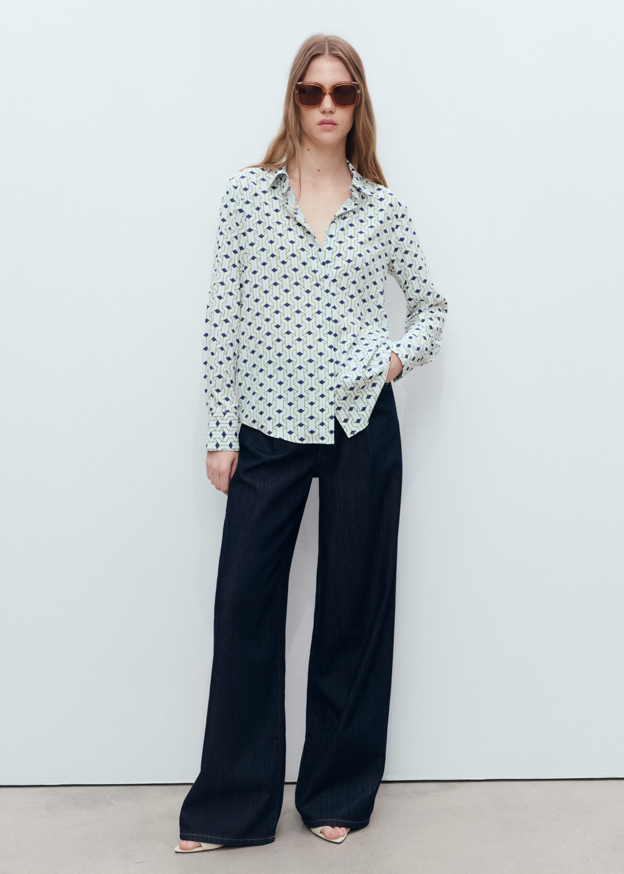Geometric-print straight shirt - General plane