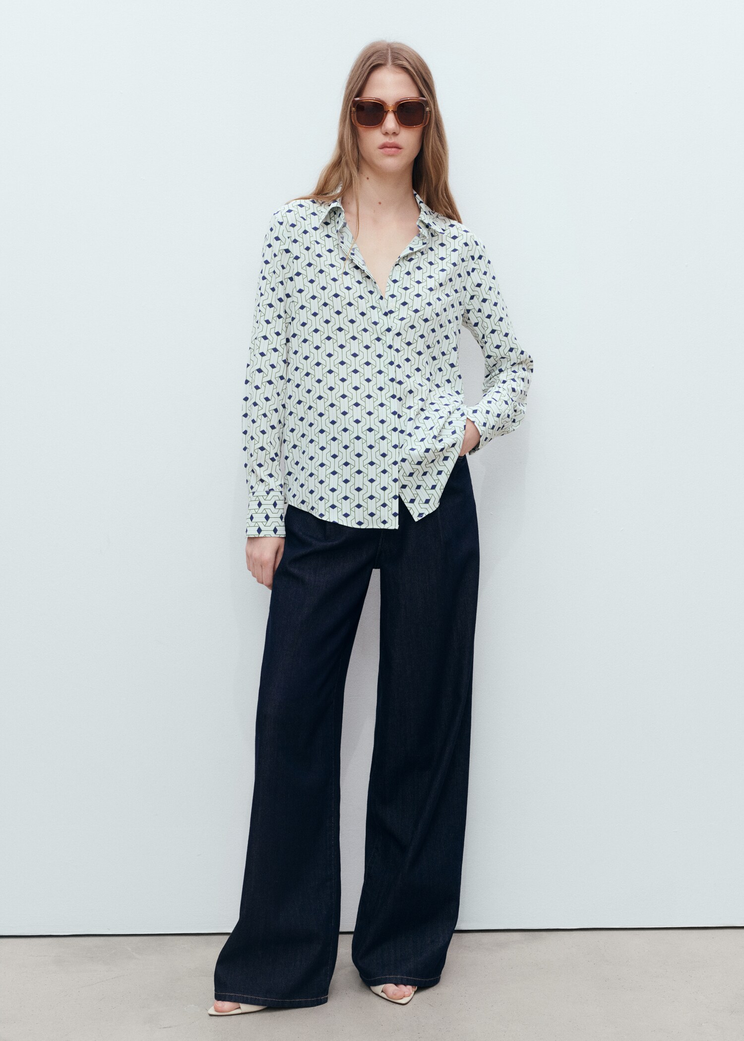 Geometric-print straight shirt - General plane