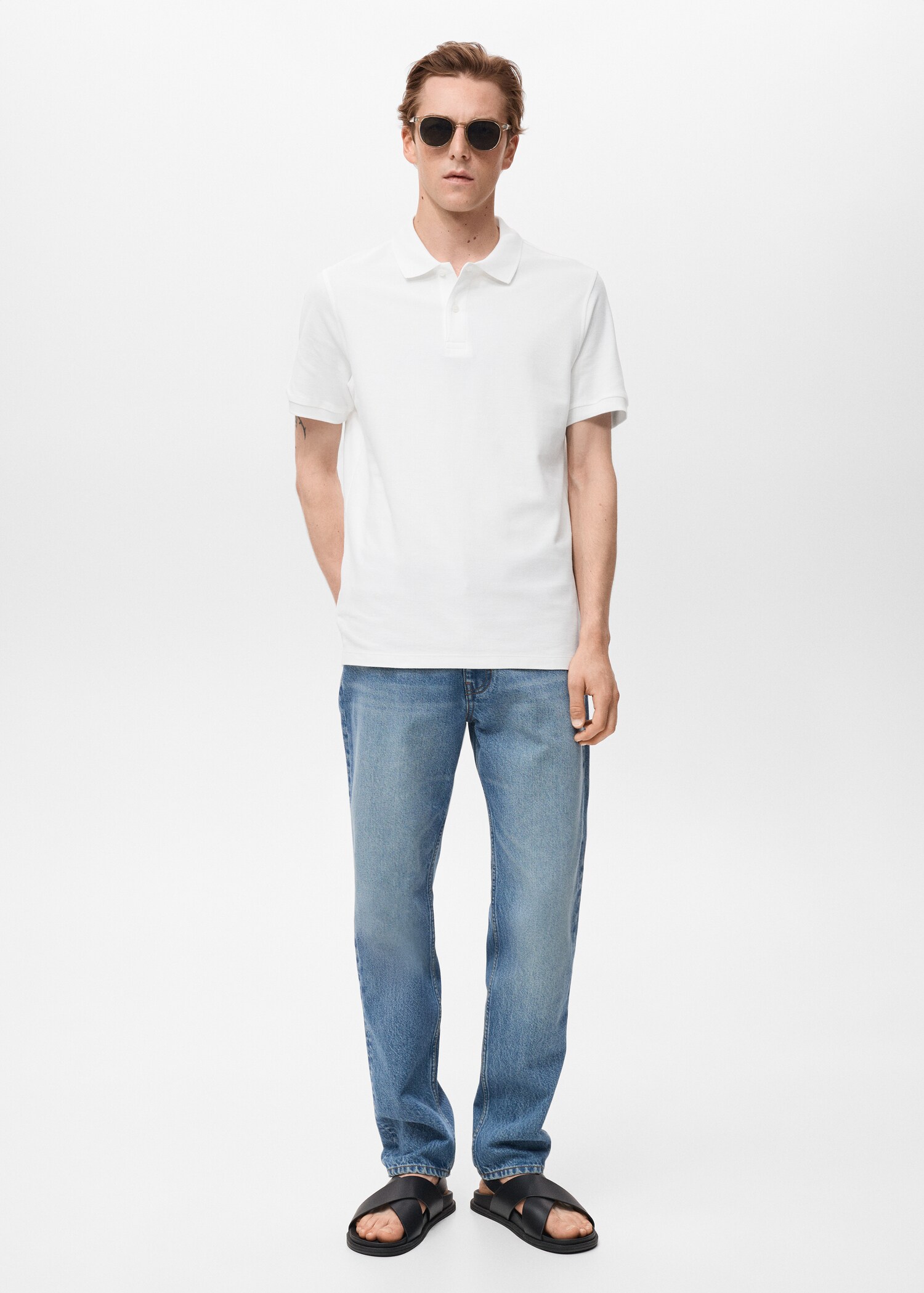 Regular-fit cotton piqué polo shirt - General plane