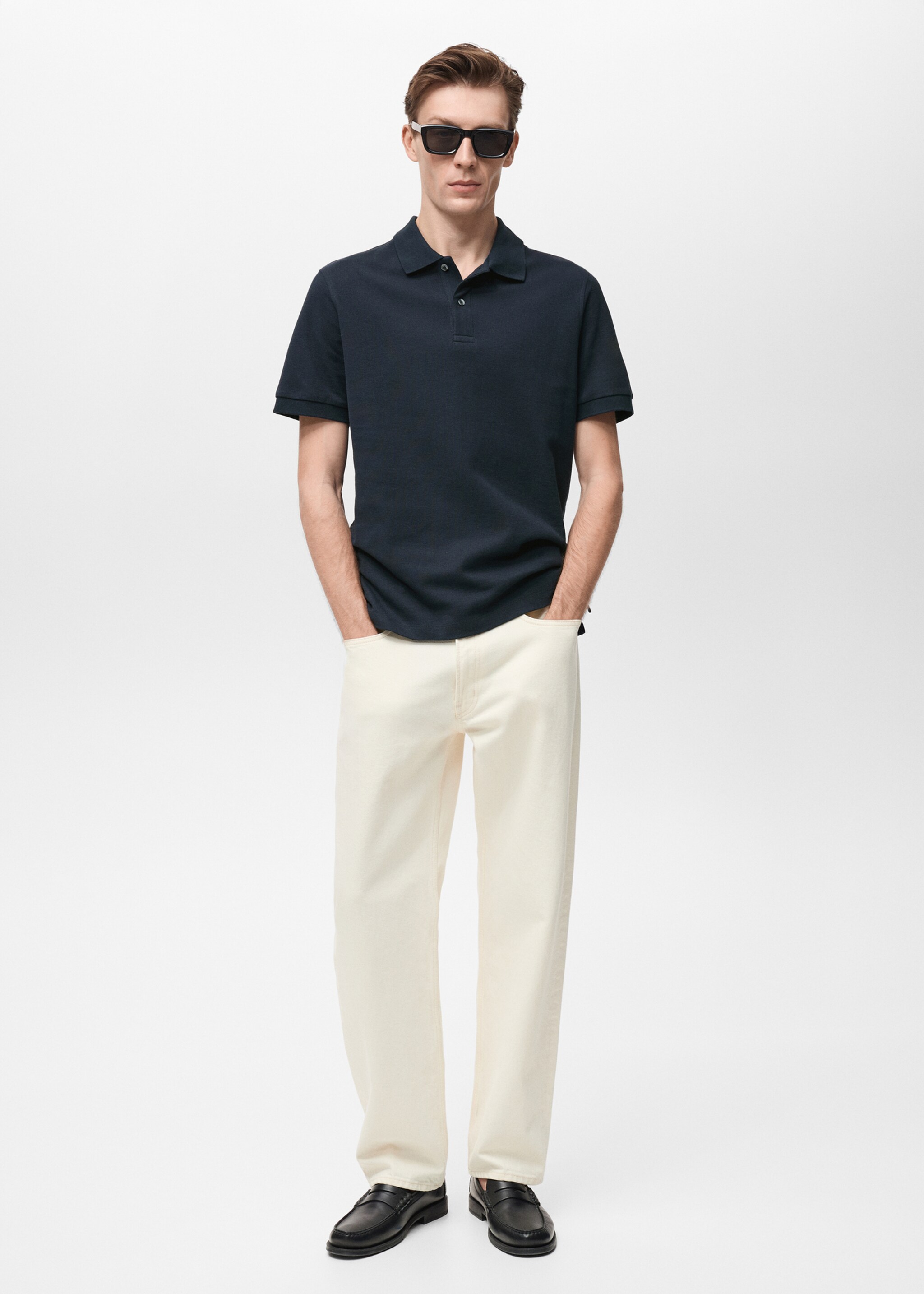 Regular-fit cotton piqué polo shirt - General plane