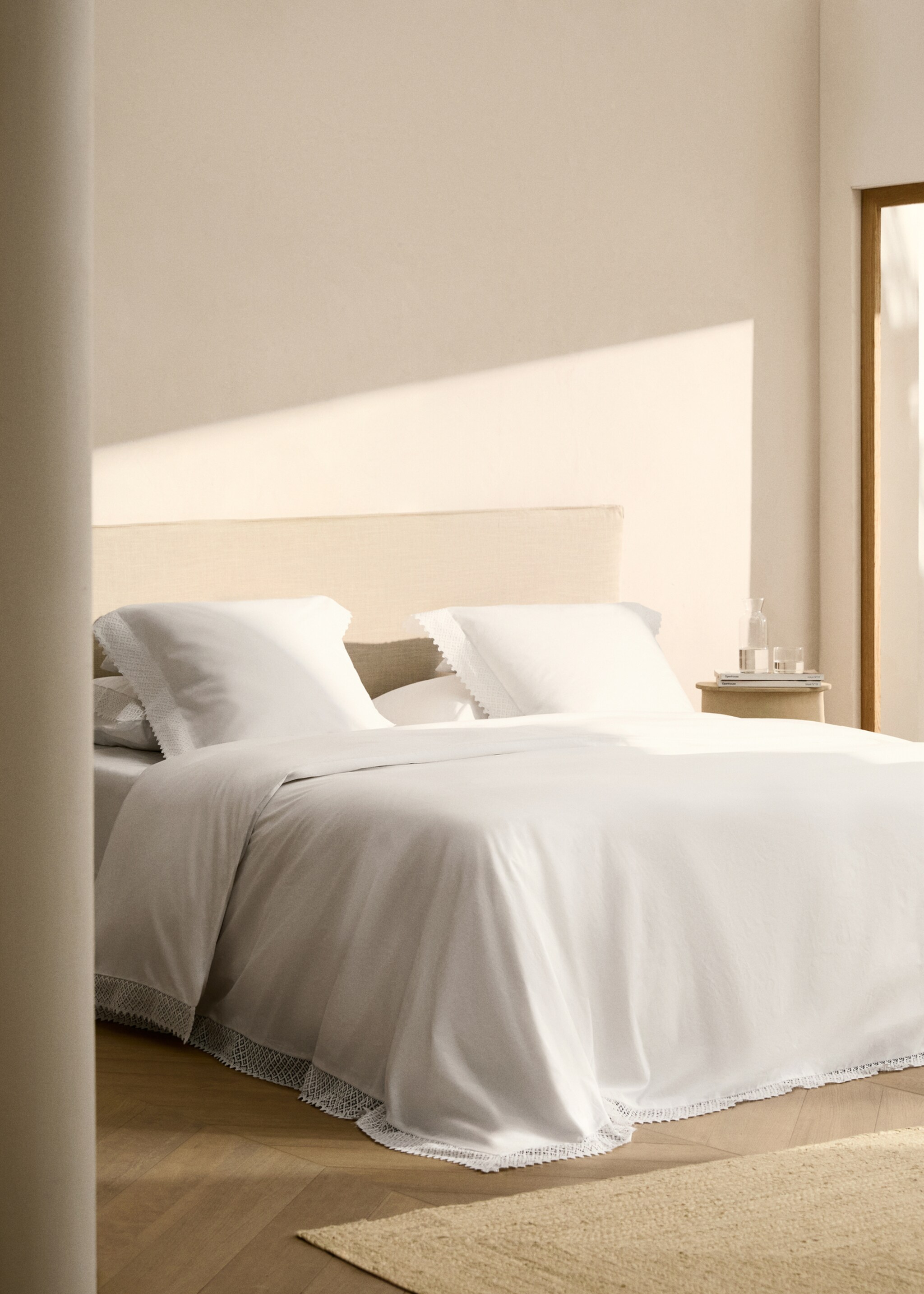 Duvet cover with lace detail for 135/140 cm bed - General plane, White. Ref: 17051276-00.