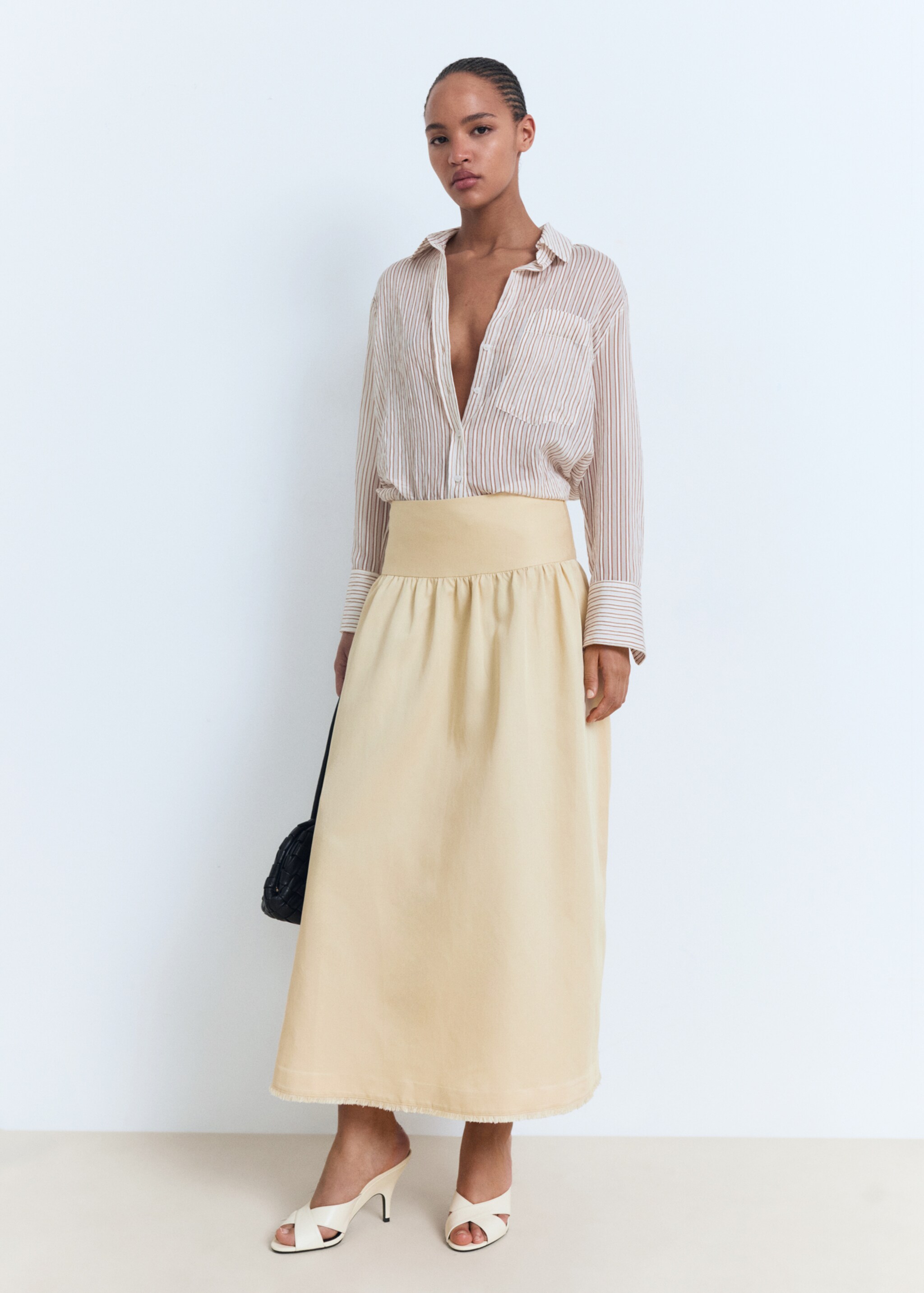 Midi skirt with frayed ends - General plane
