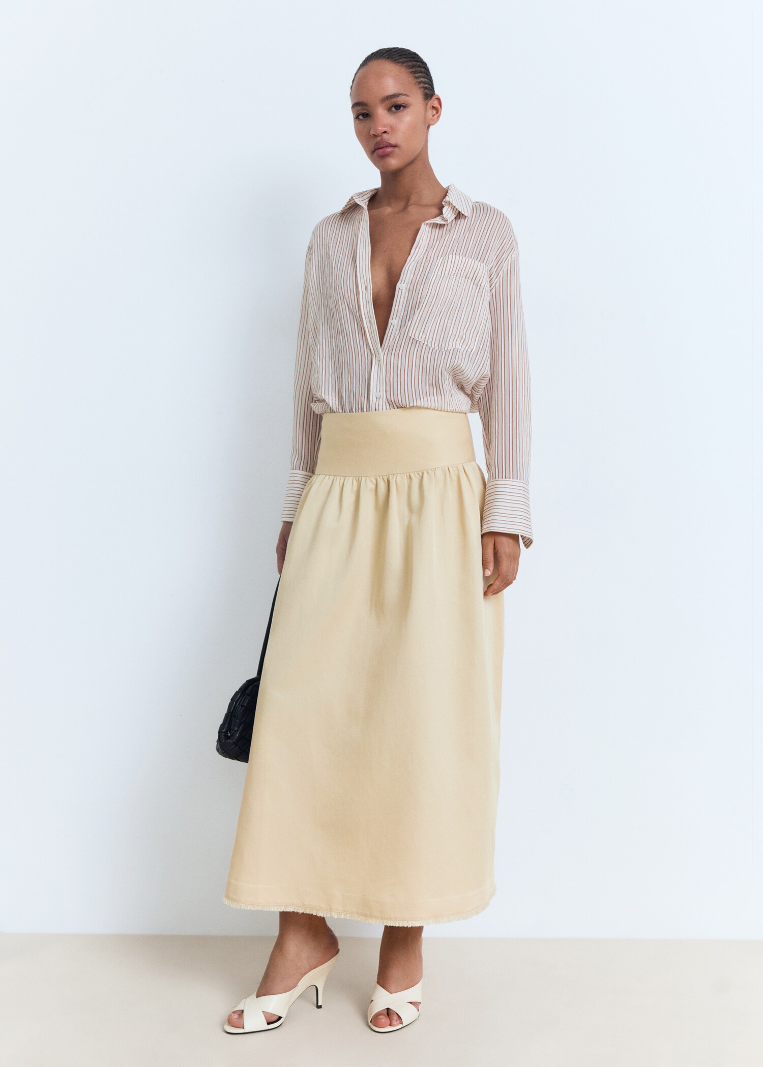 Midi skirt with frayed ends - General plane