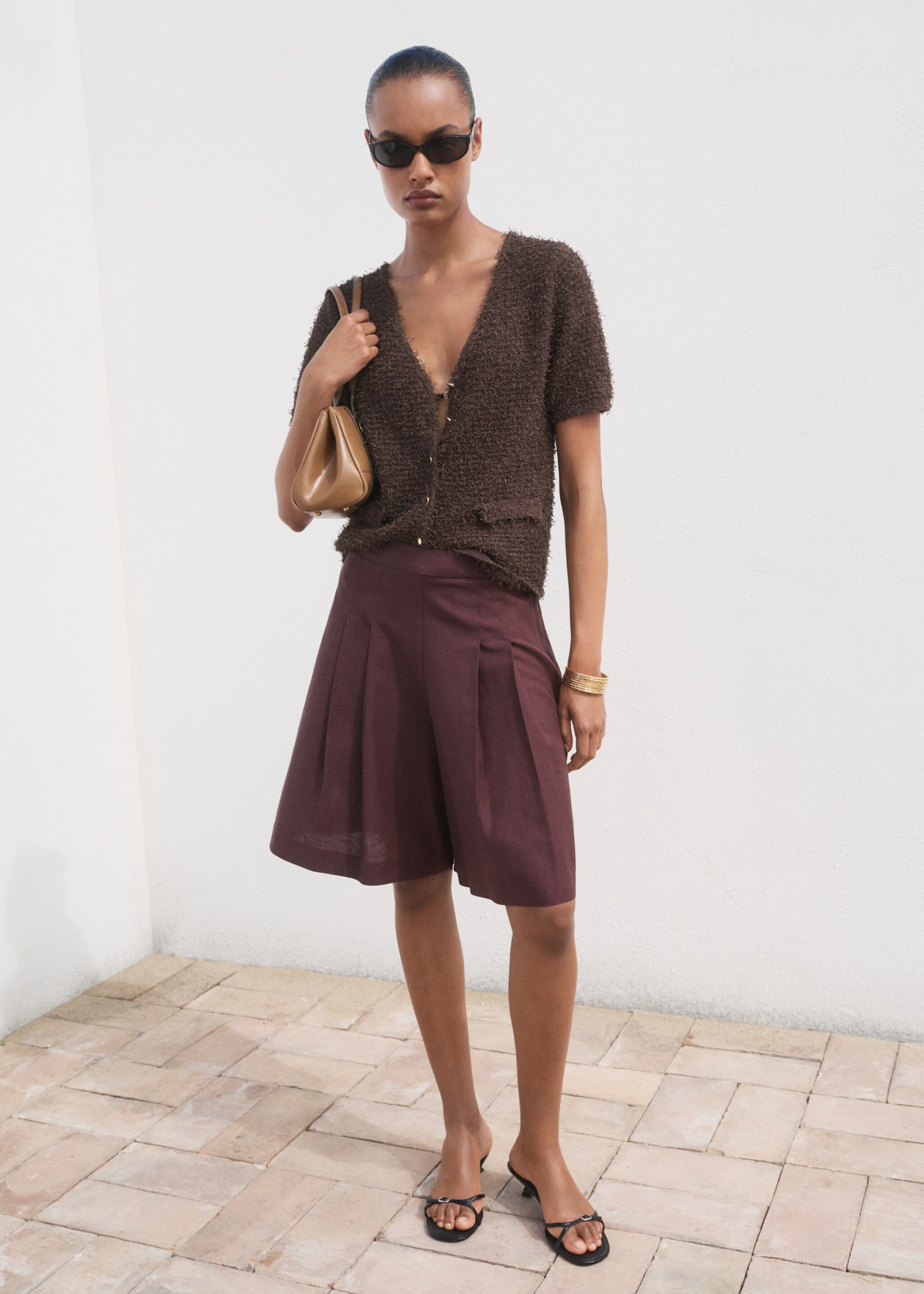 Cardigan bouclé manches courtes - Plan général