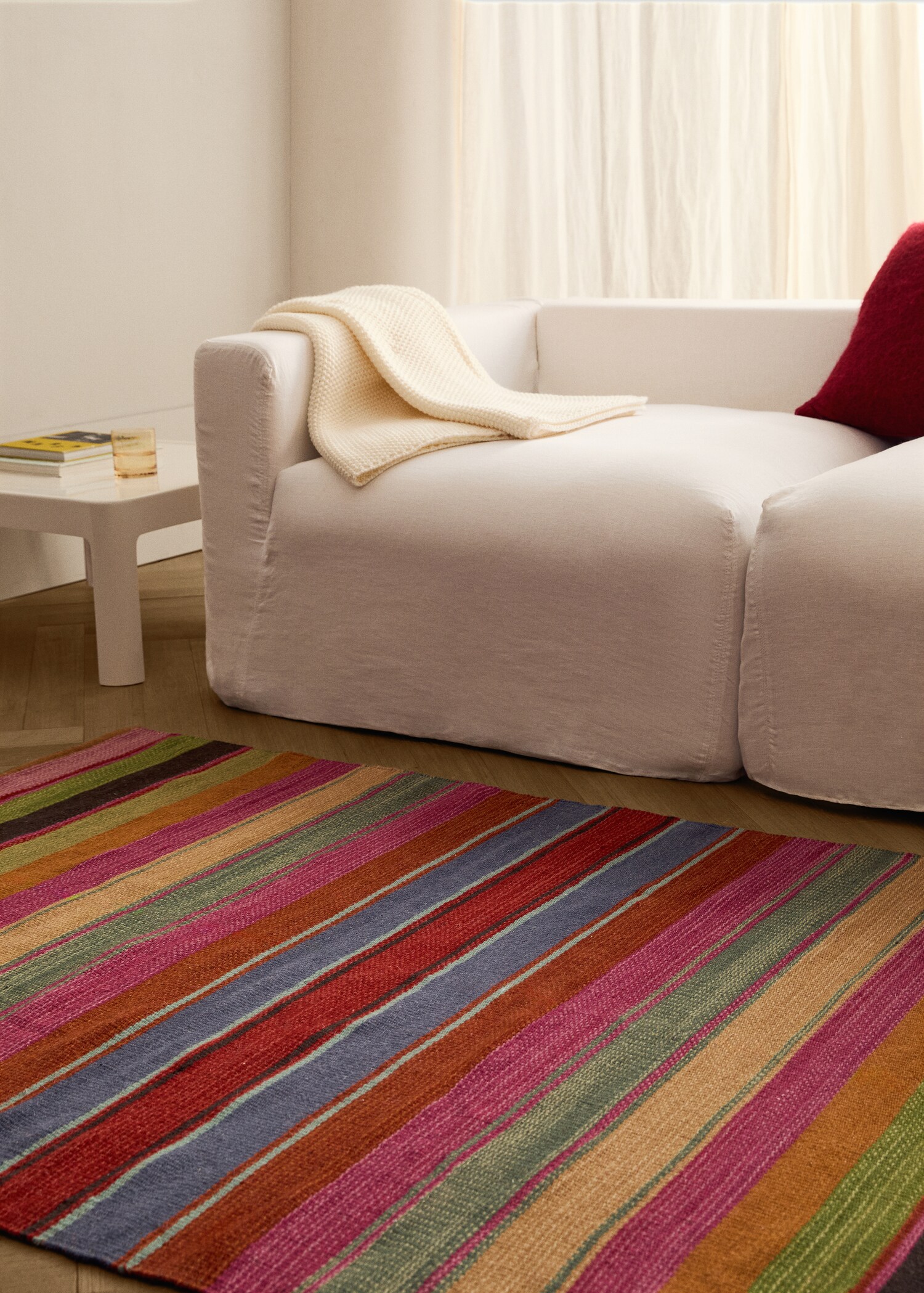 Alfombra lana raya multicolor - Pla general