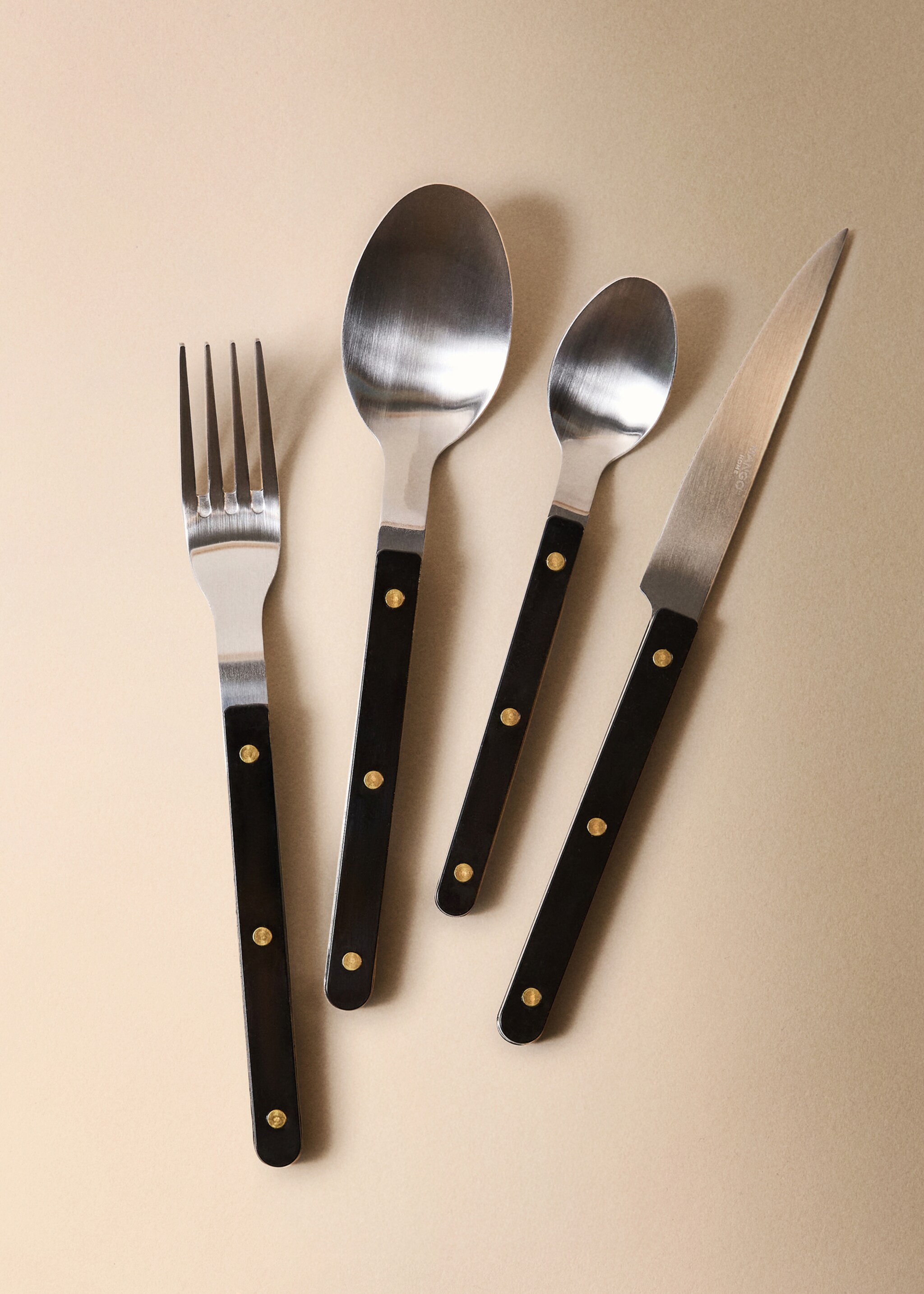 4-piece stainless steel cutlery set with resin handle - General plane, Black. Ref: 17053826-00.