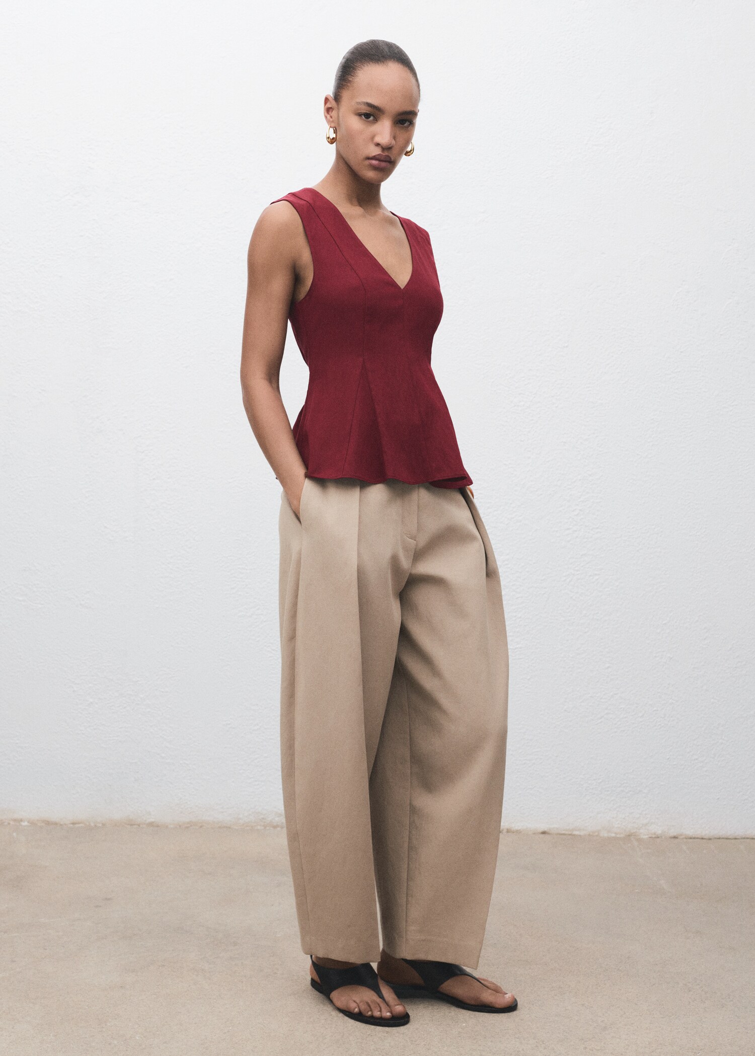 Lyocell peplum top - General plane