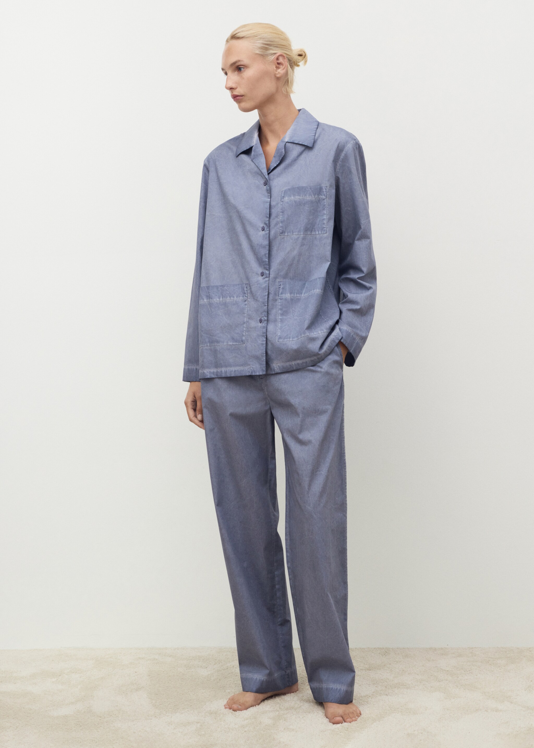 Garment-dyed cotton shirt - General plane, Ink Blue. Ref: 17054109-00.