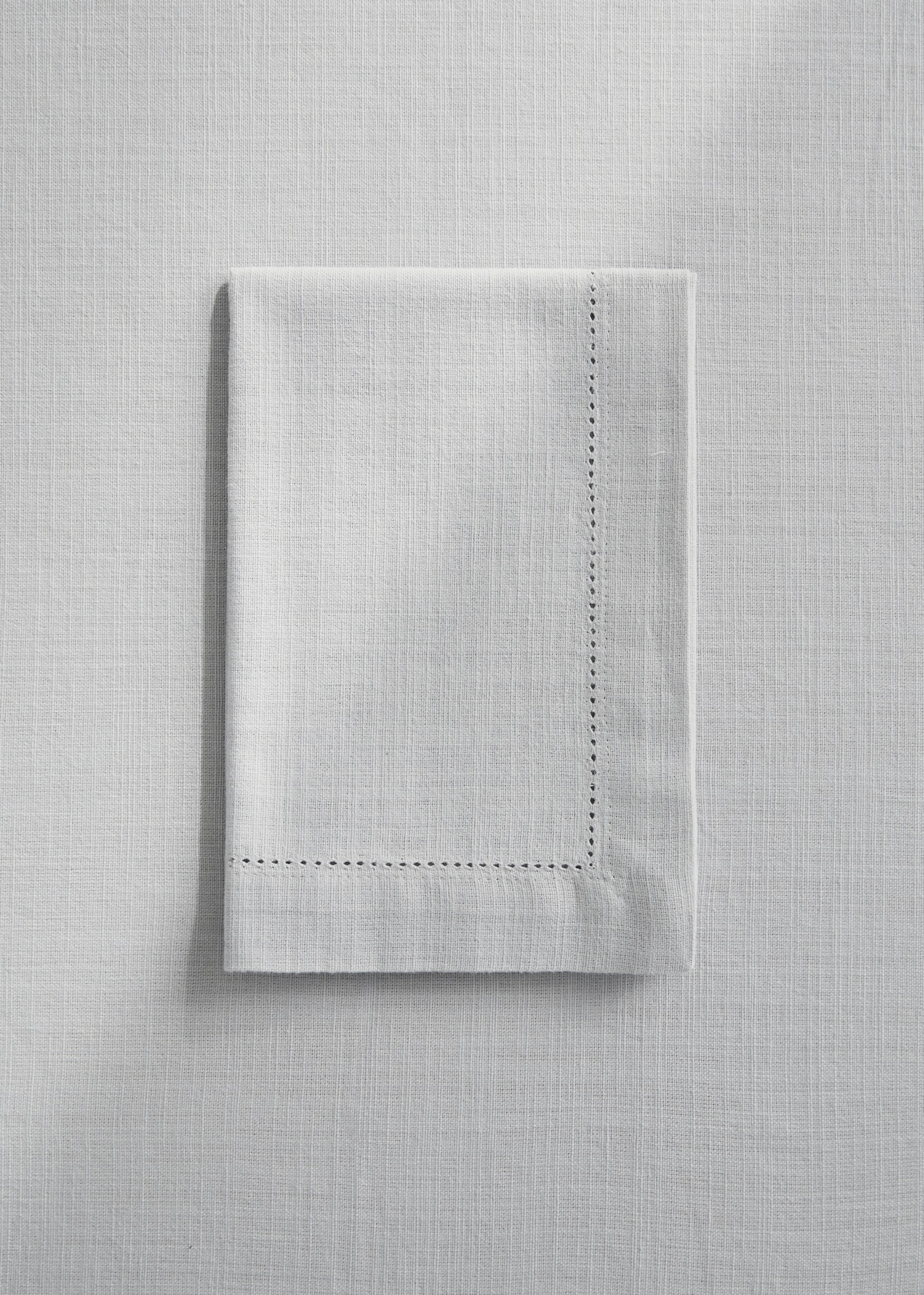 Cotton napkin with hemstitch - General plane, Grey. Ref: 17054129-00.