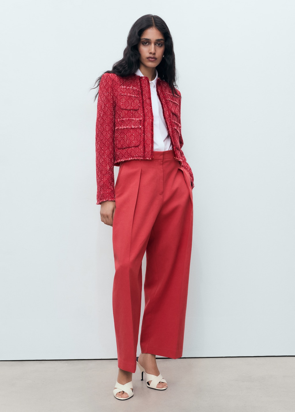 Mango Tweed jacket with frayed ends