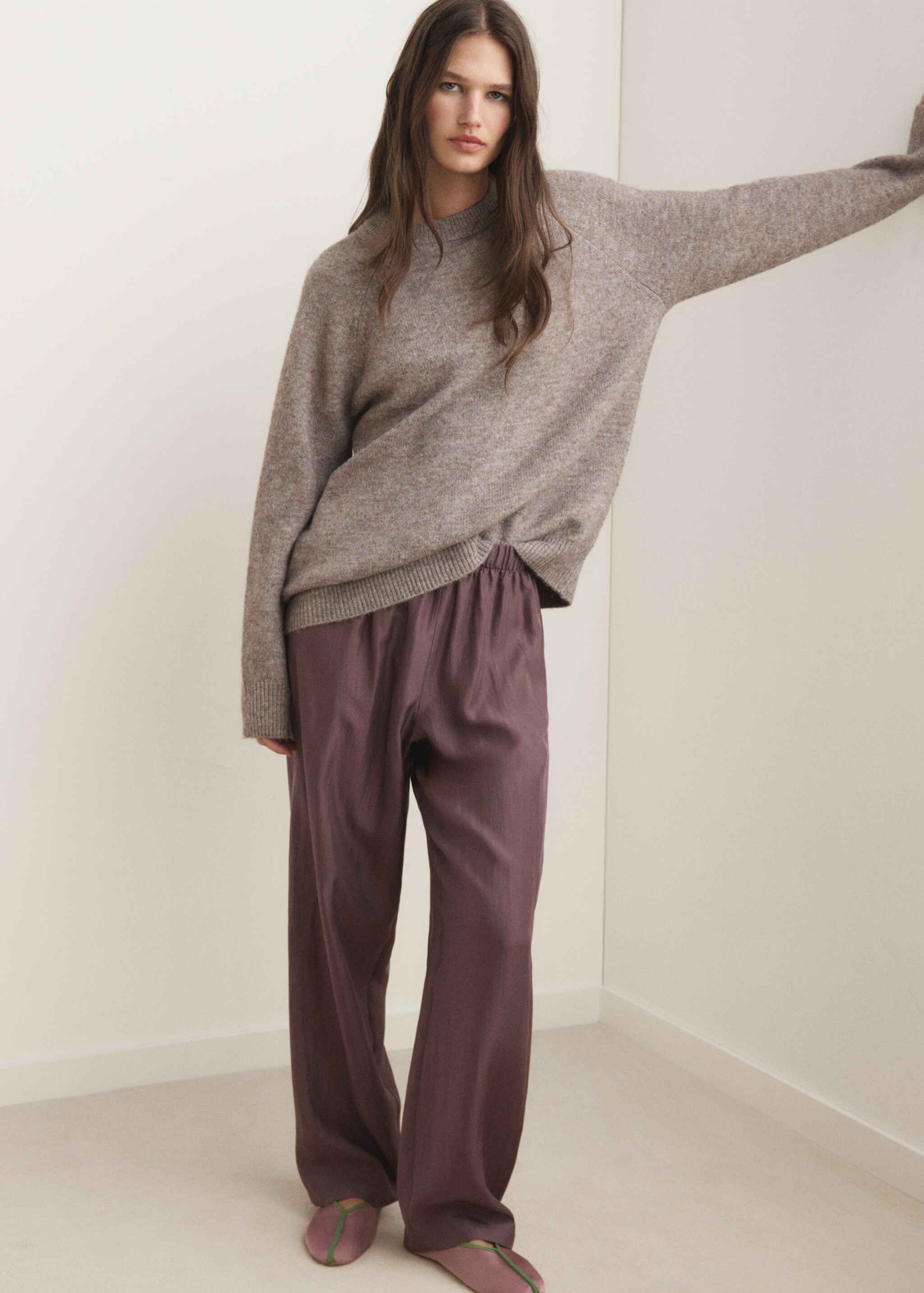 Marbled knitted sweater - General plane, Cognac. Ref: 17054429-00.