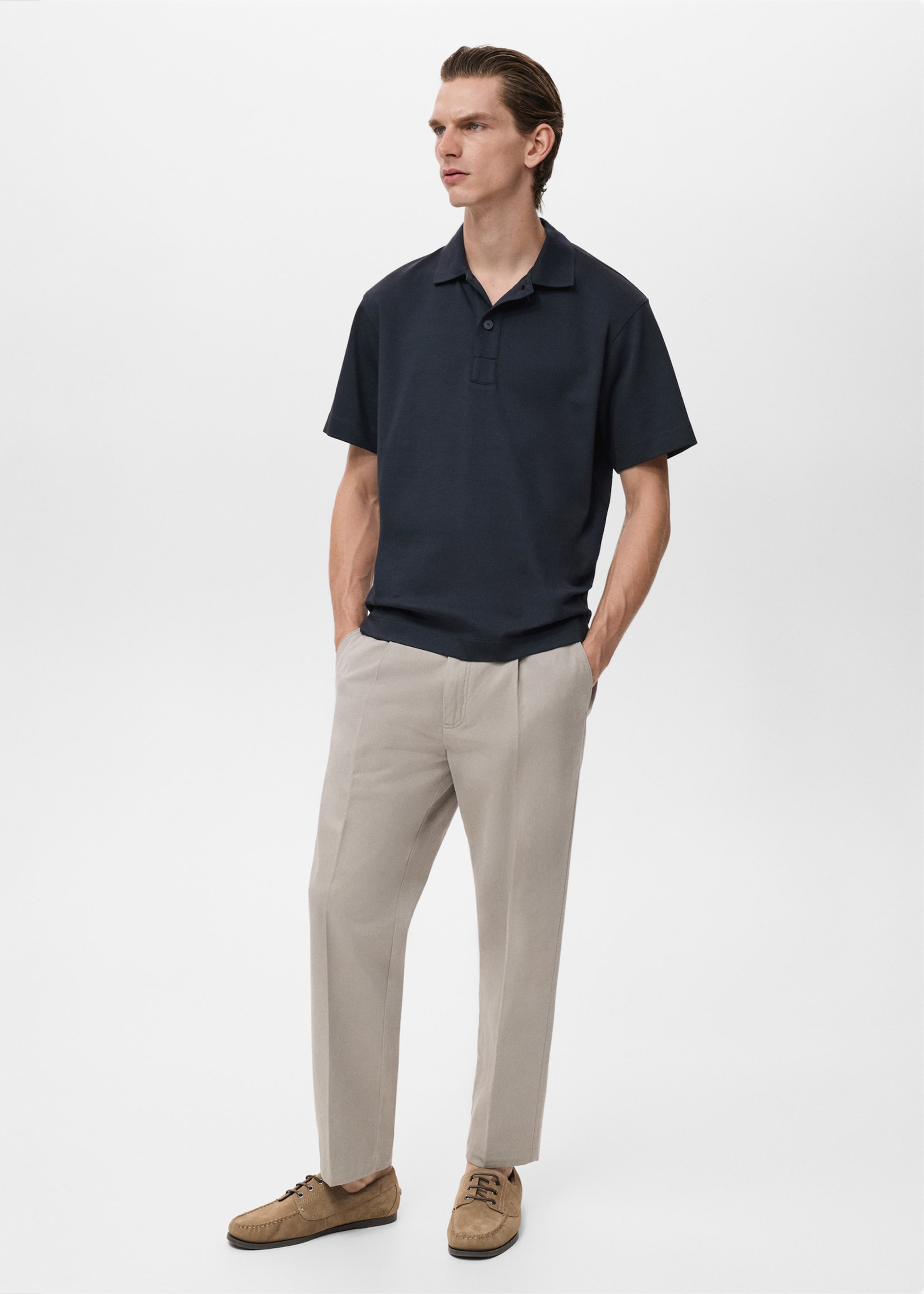Relaxed-fit cotton polo - General plane, Navy. Ref: 17054432-00.