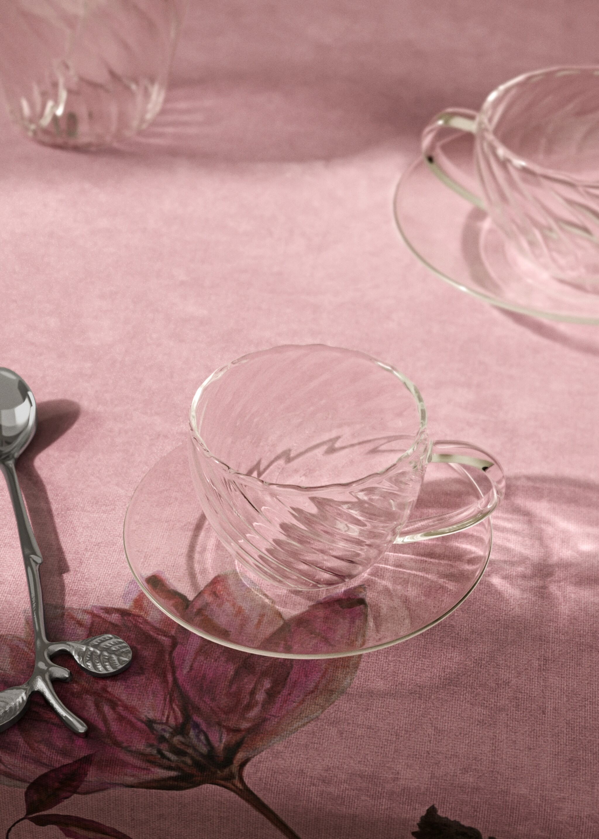 Espresso cup with borosilicate glass saucer, embossed - Overzichtstekening, Gebroken wit. Ref: 17054441-00.