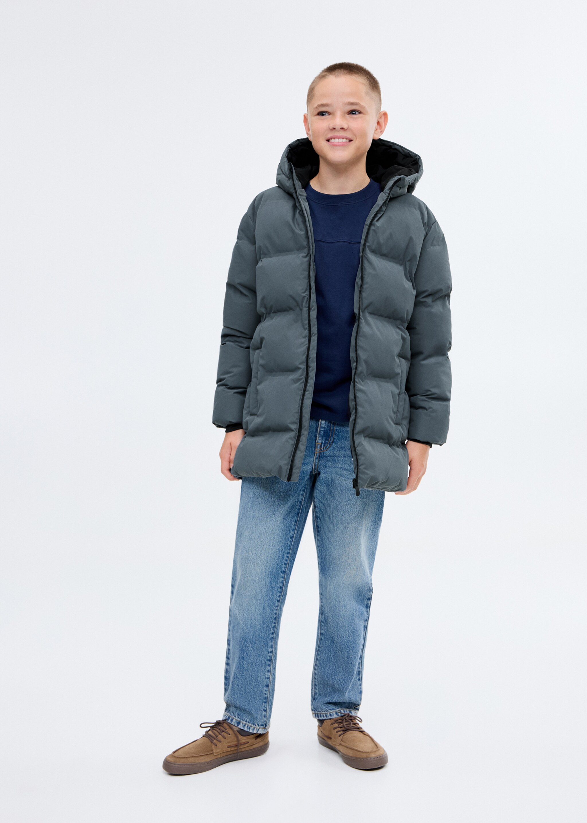 Anorak matelassé capuche - Plan général, Bleu. Ref: 17054773-00.