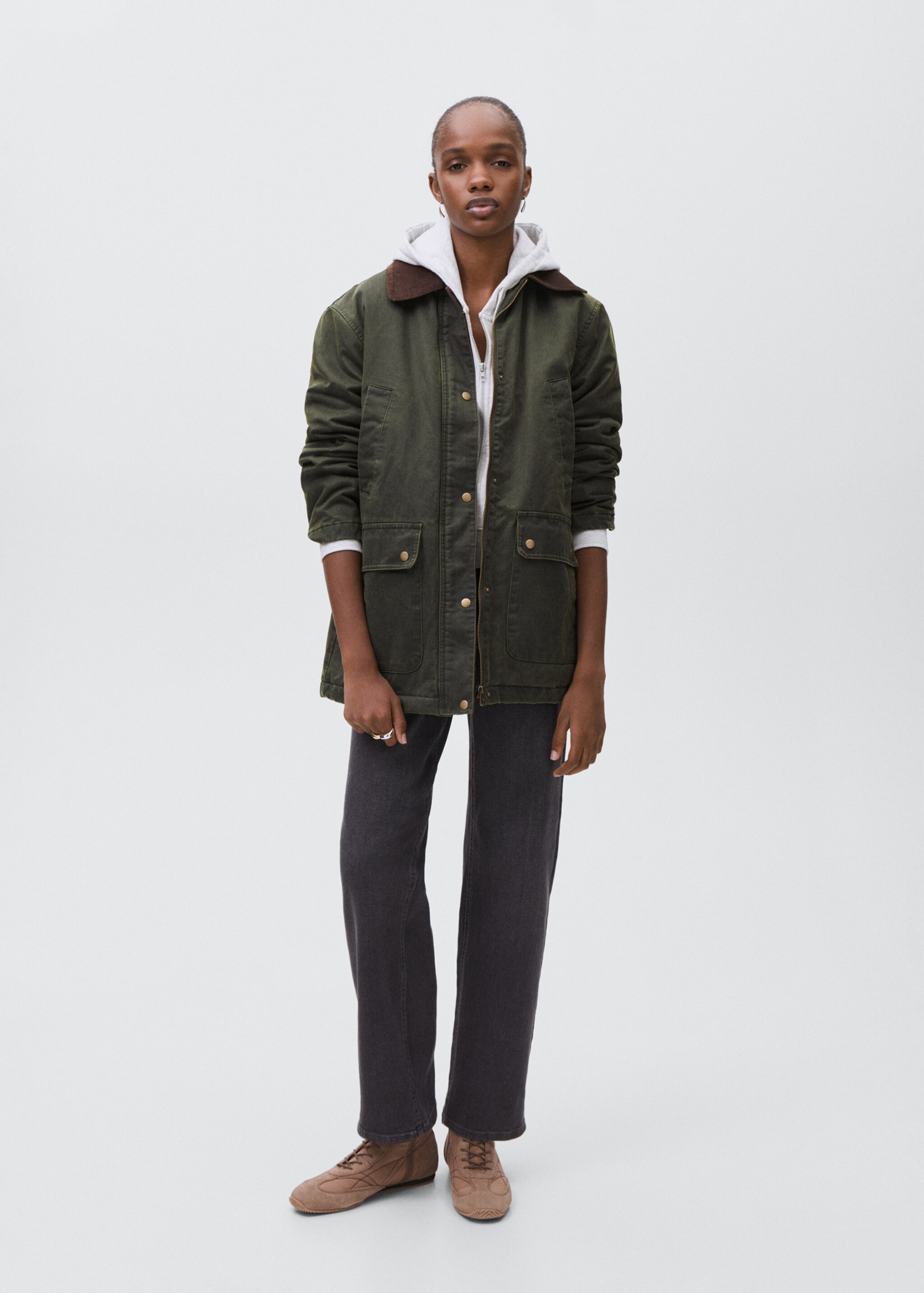 Parka efecto encerado - Plano general, Verde. Ref: 17055140-00.