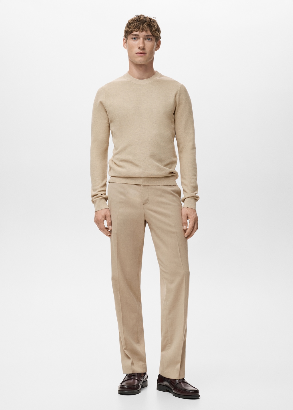 Microstructured cotton knitted sweater