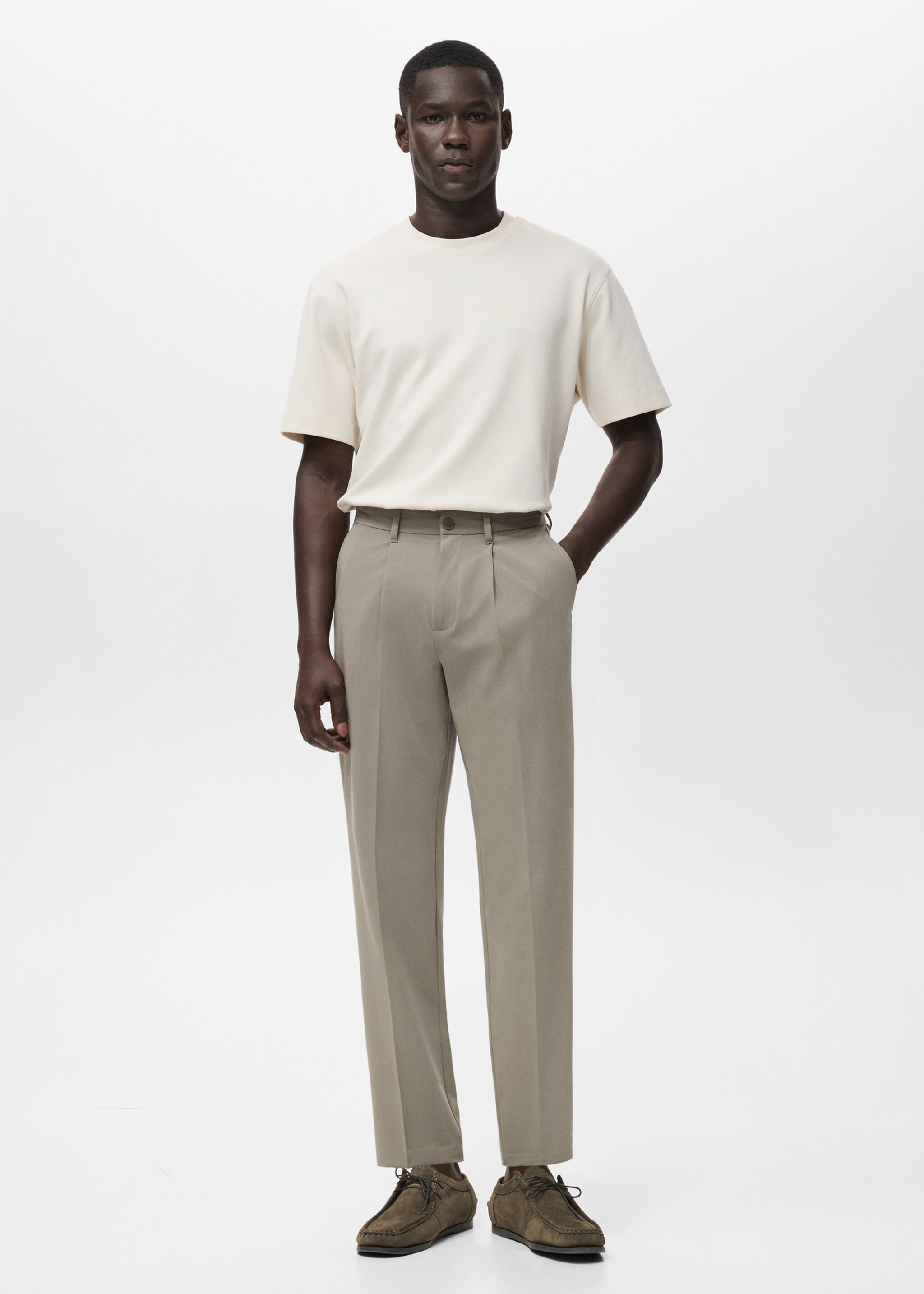 Fluid straight-leg pants - Γενικό πλάνο, Γκρι Βιζόν. Ref: 17055146-00.