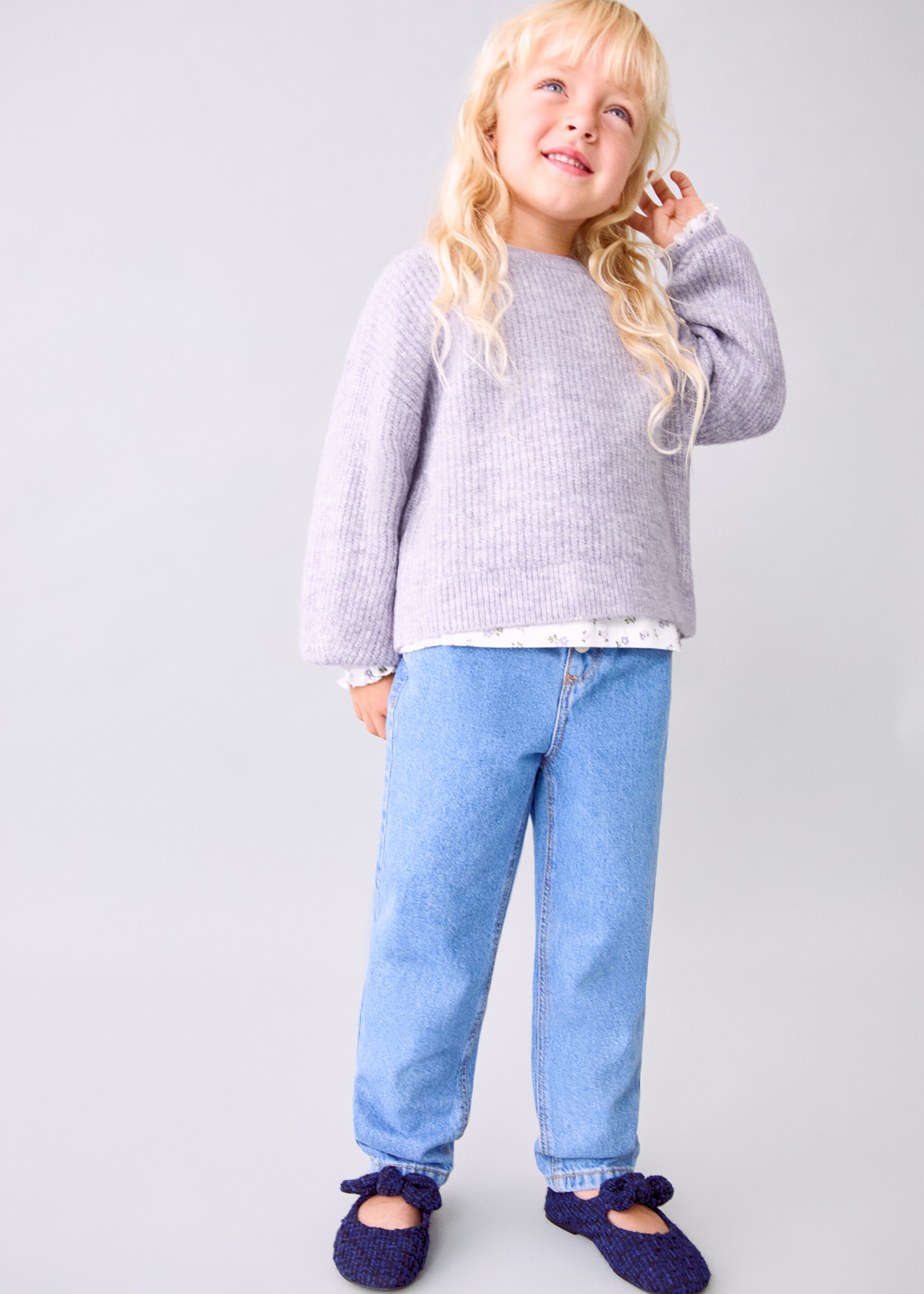 Knitted ribbed sweater - General plane, Lilac. Ref: 17055153-00.