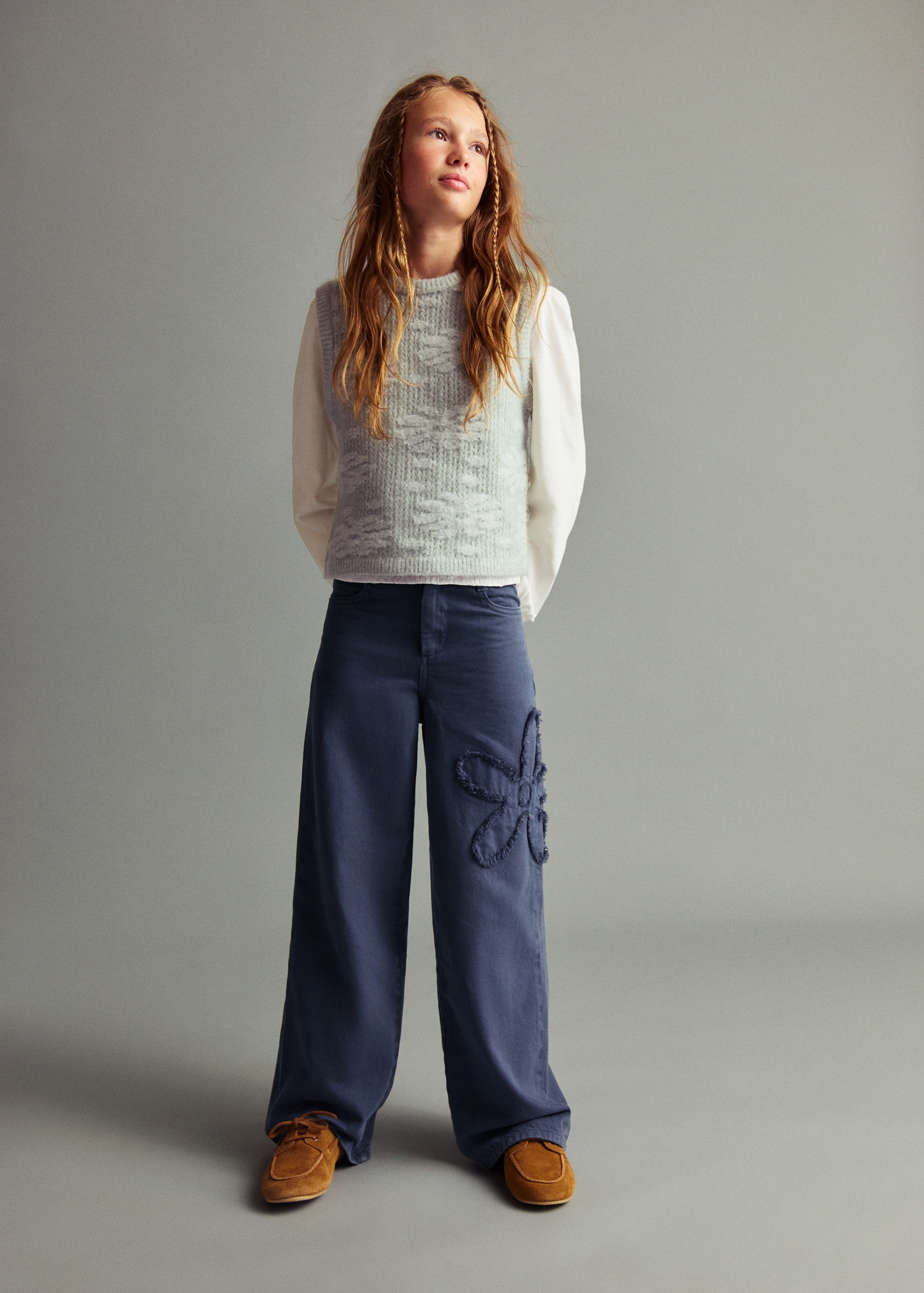 Floral-embroidered waistcoat Kids MANGO Singapore