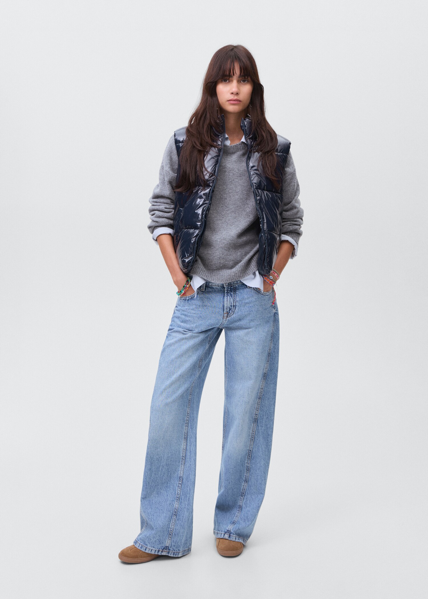 Shiny quilted gilet - General plane