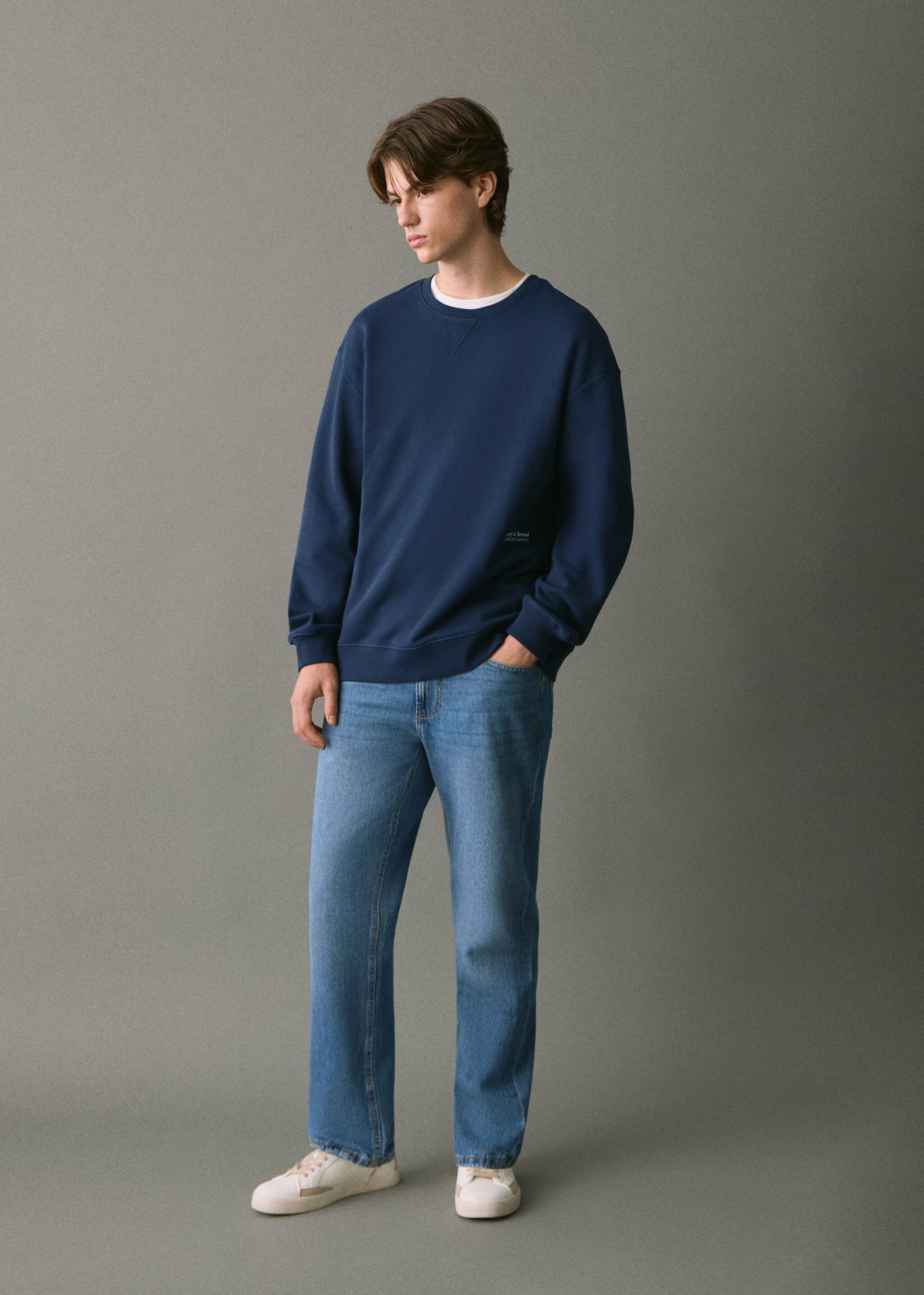 Printed cotton sweatshirt - General plane, Navy. Ref: 17055810-00.
