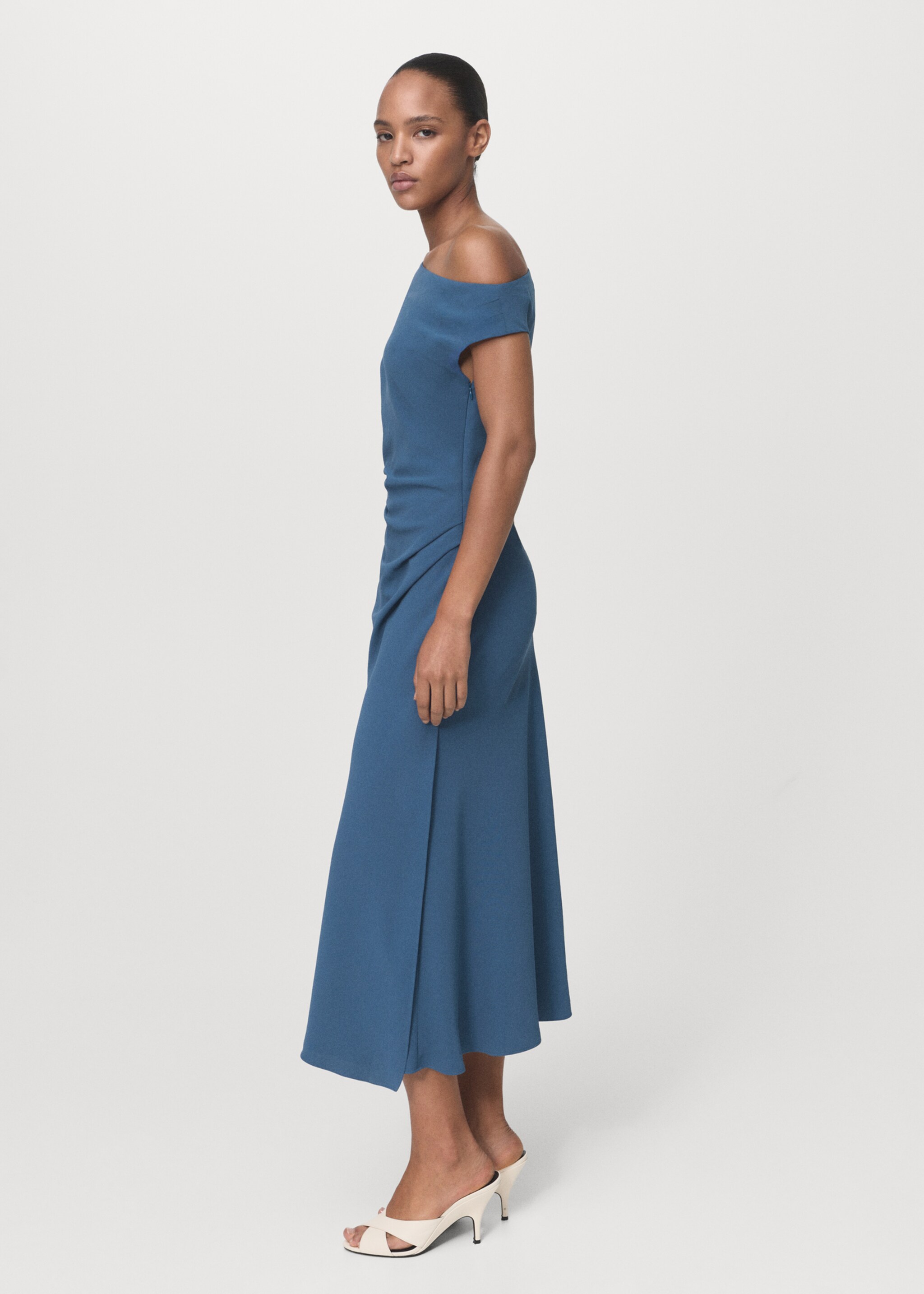 Robe midi asymétrique - Plan général, Bleu. Ref: 17055811-00.