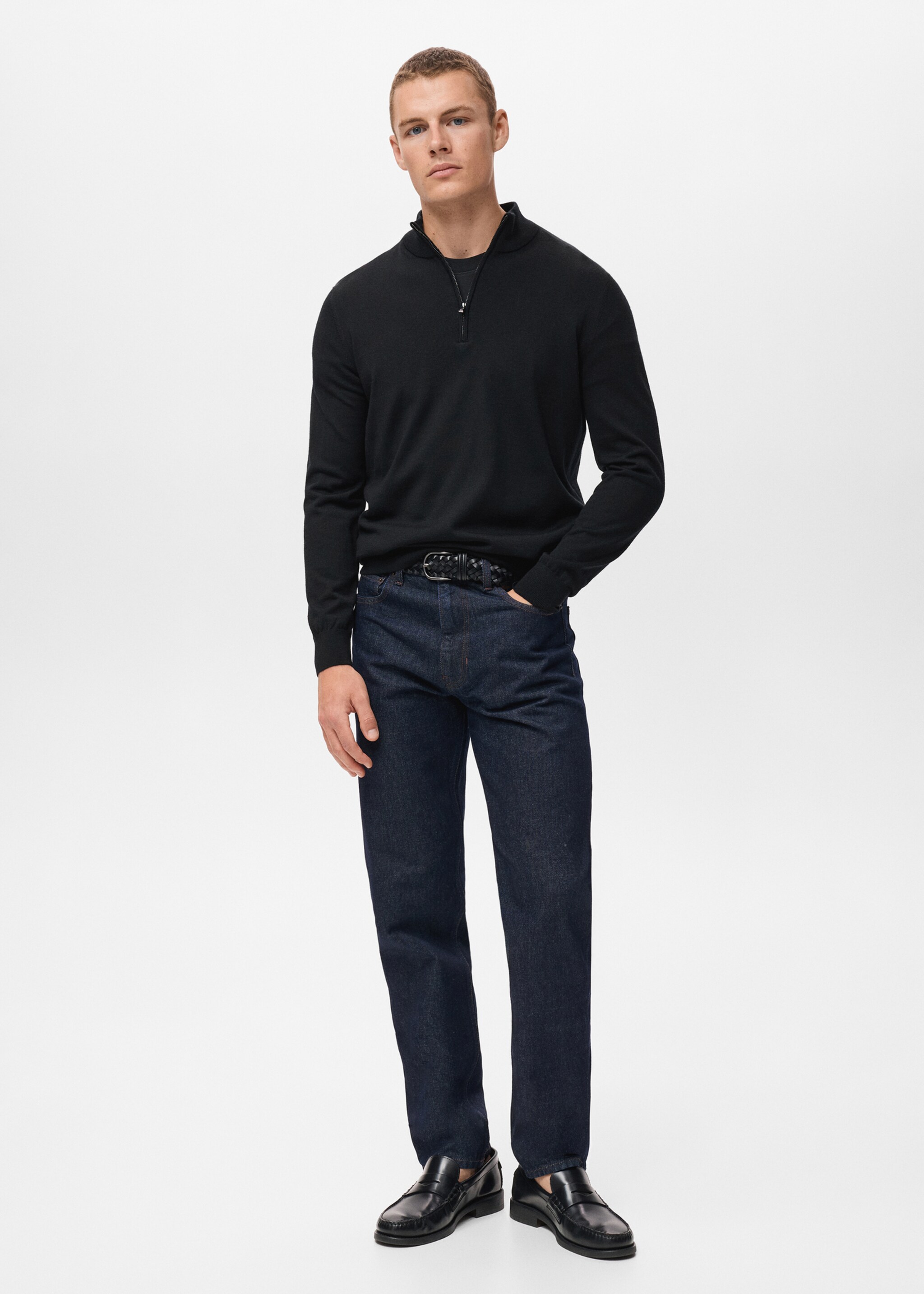 100% wool sweater with perkins neck - General plane, Black. Ref: 17055971-00.
