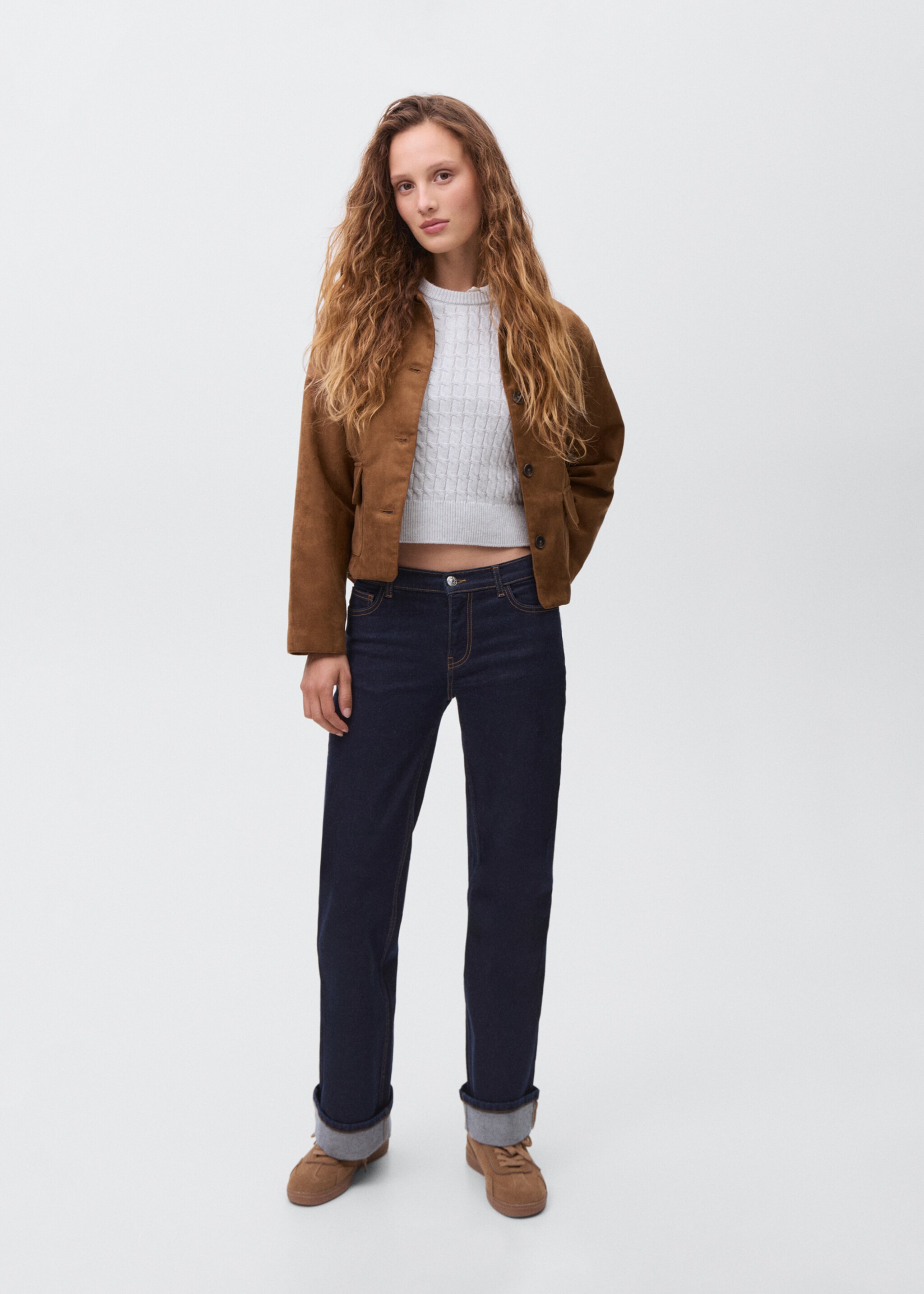 Suede effect jacket - General plane, Tobacco Brown. Ref: 17056332-00.