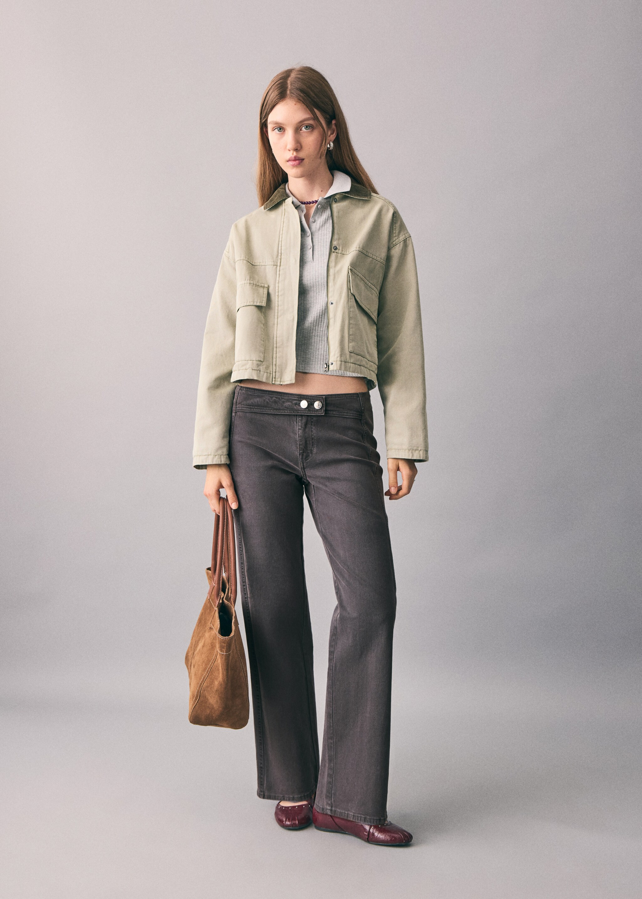 Straight-leg jeans with belt - General plane, Charcoal. Ref: 17056342-00.