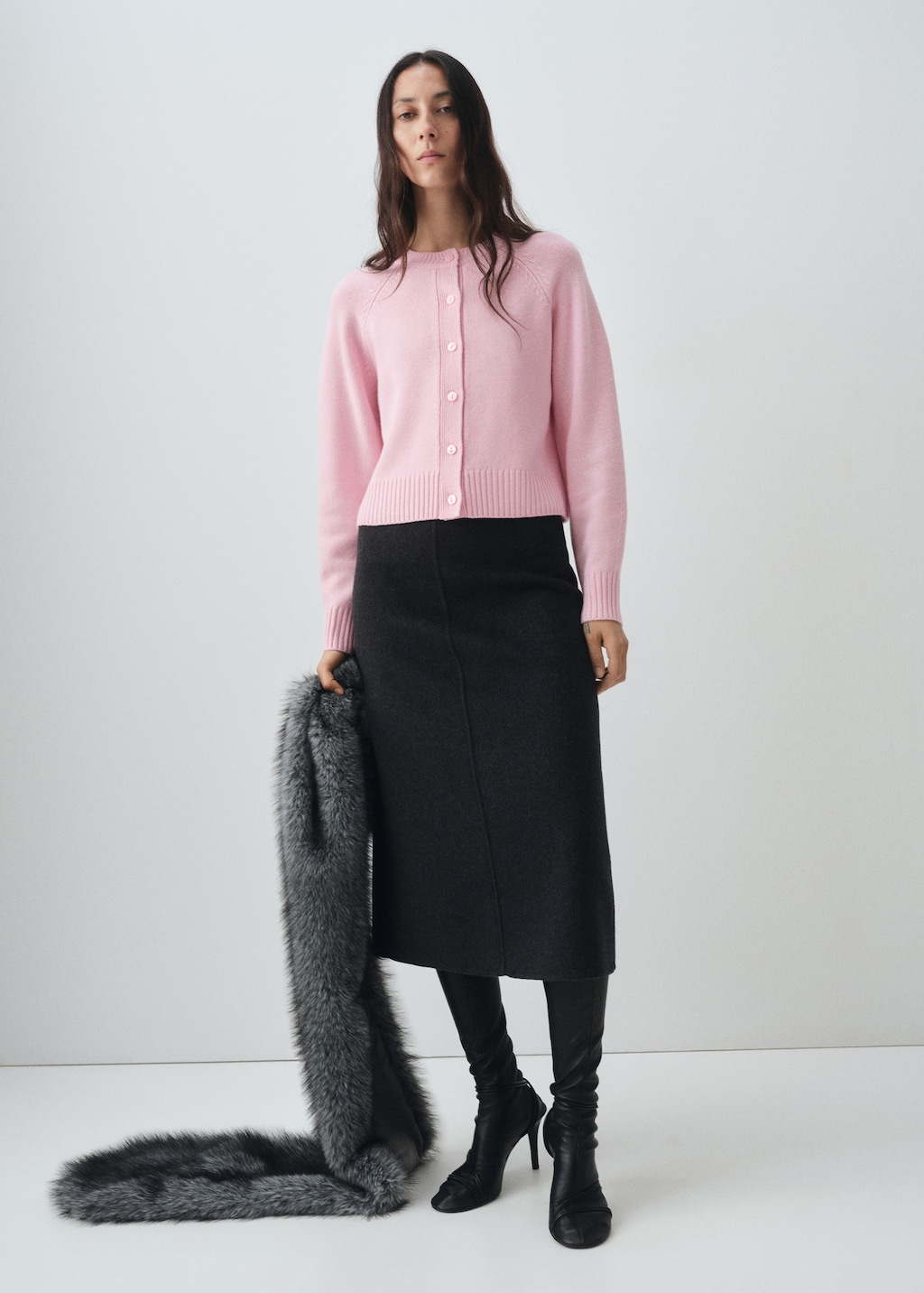 Mango Chunky knit wool-blend cardigan