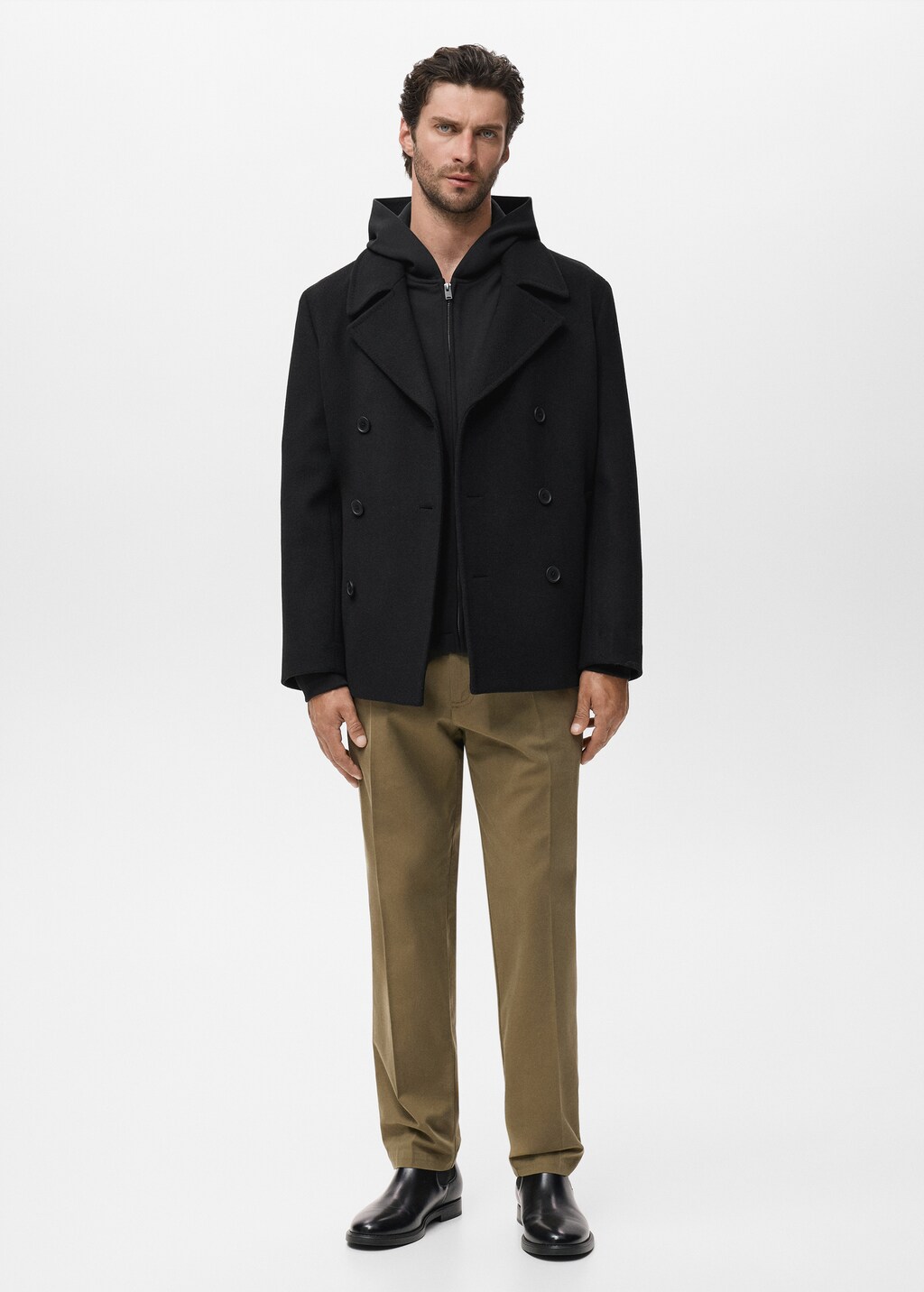 Wool double-breasted coat with buttons | MANGO Czech Republic