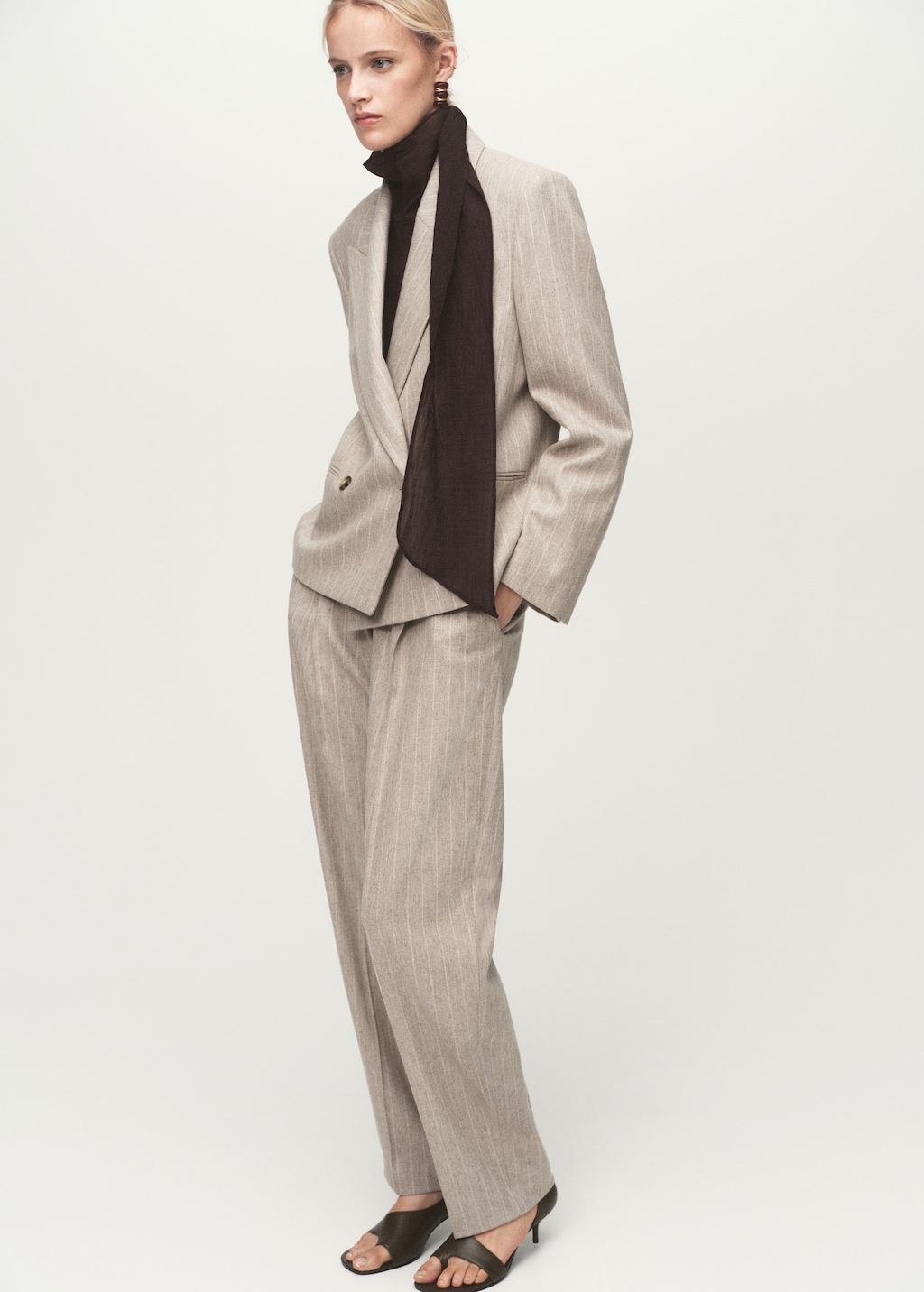 Pinstripe wool suit pants