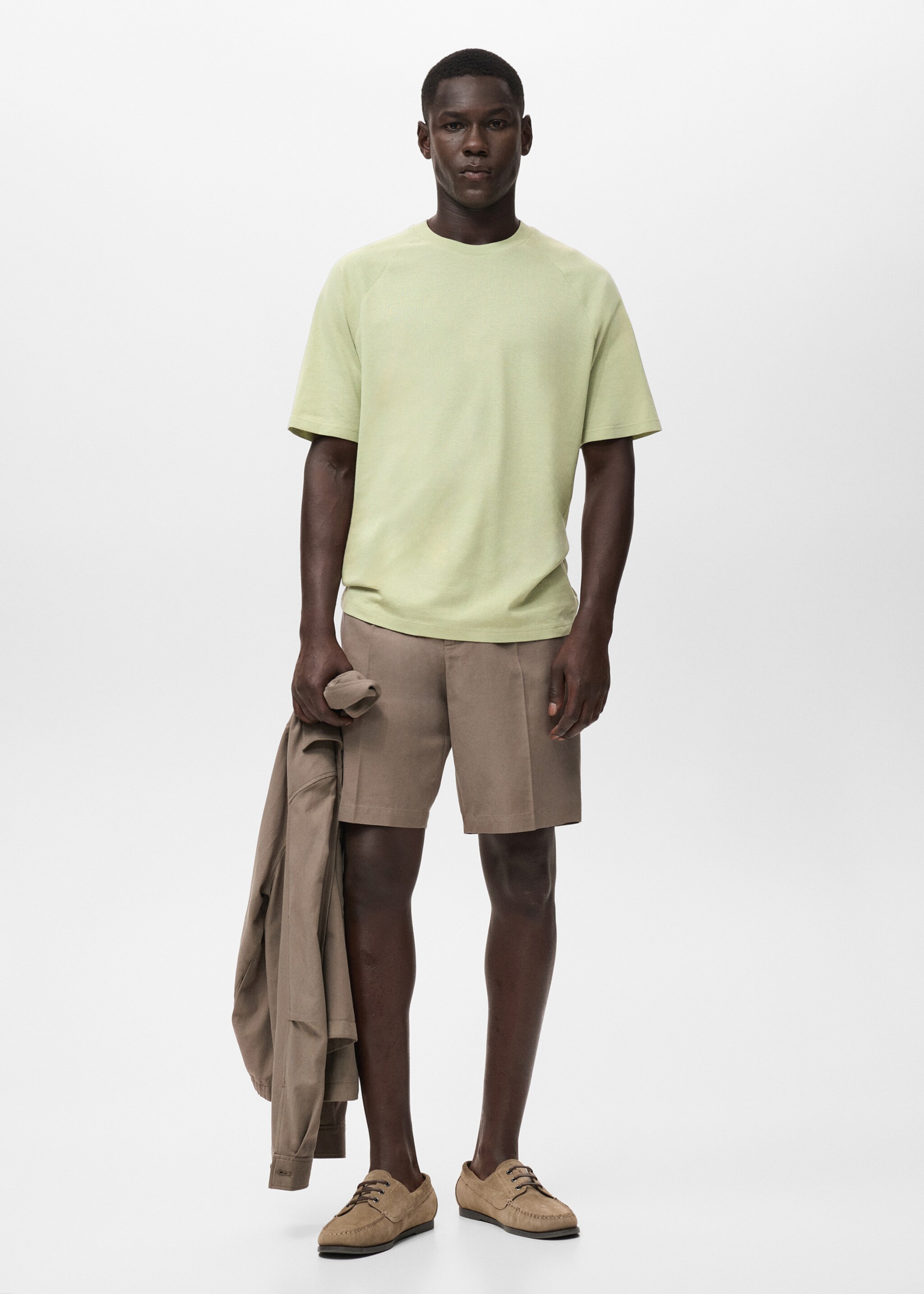 Relaxed-fit cotton-linen t-shirt - General plane, Green Apple. Ref: 17057767-00.