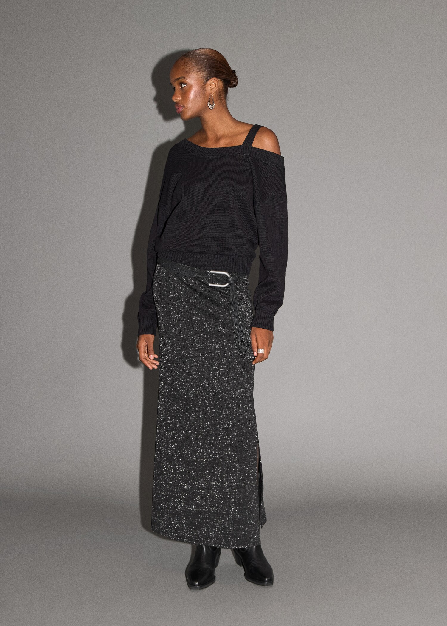 Long lurex skirt - General plane