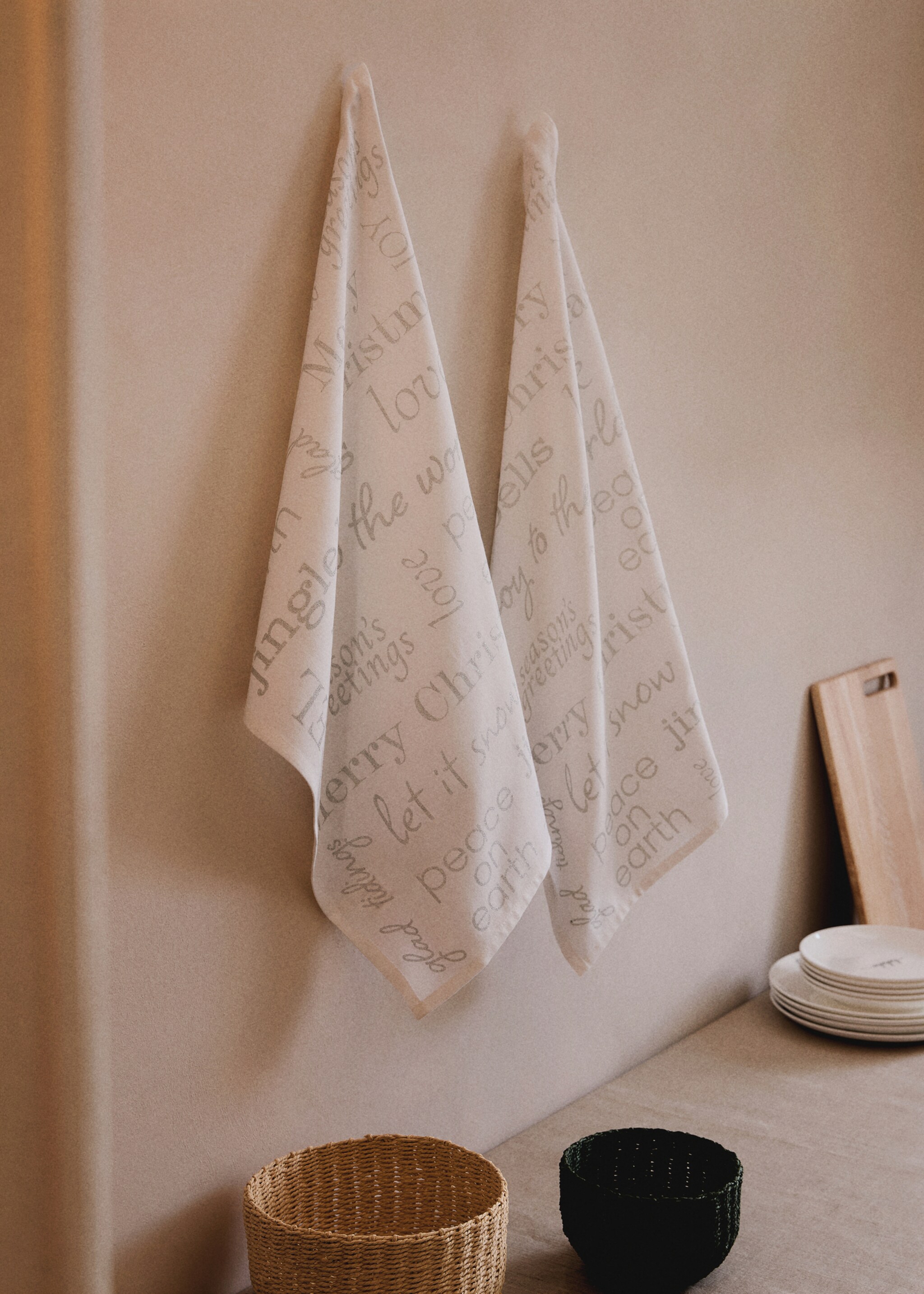 Christmas motif kitchen towels - General plane, Silver. Ref: 17057791-00.