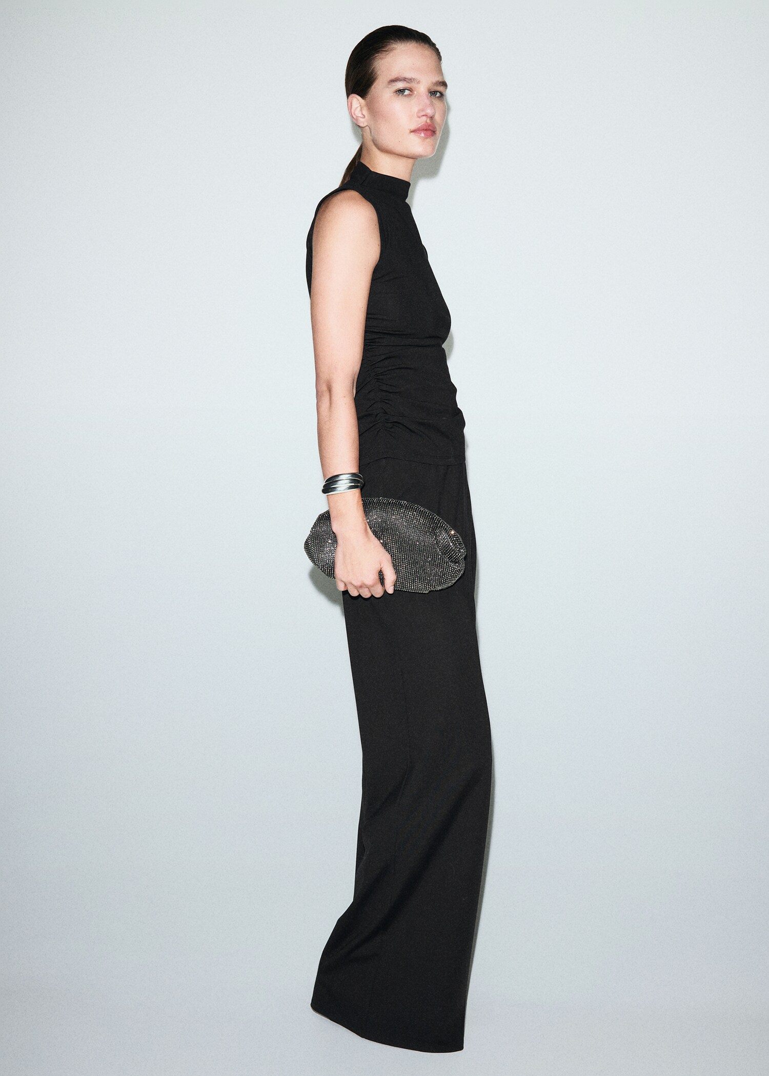 Ruched funnel-neck top - General plane