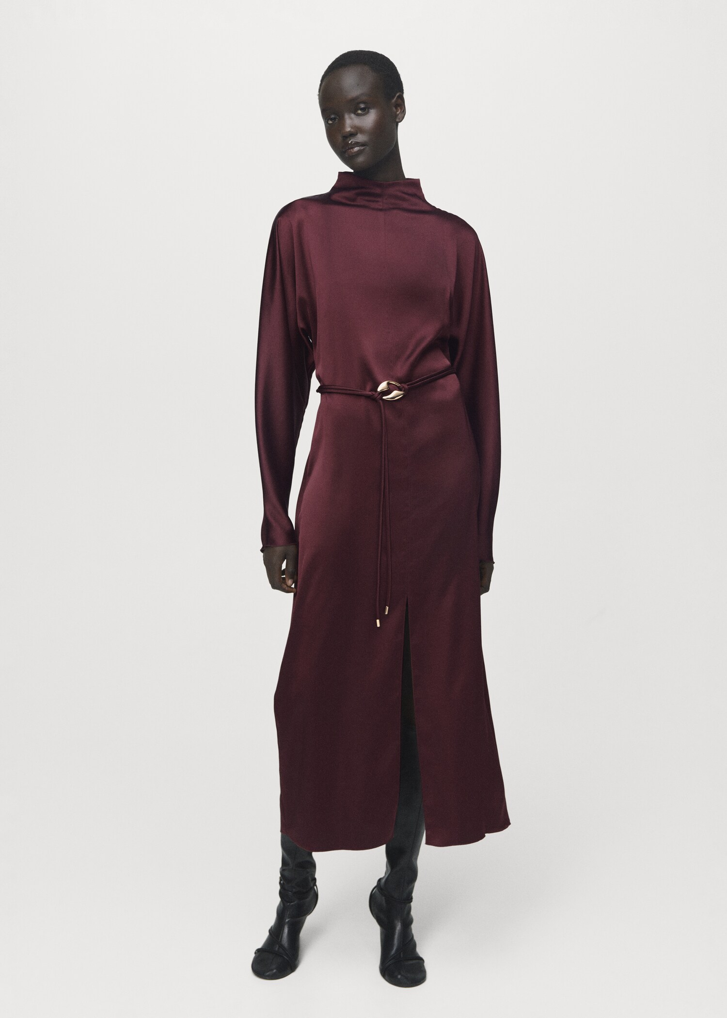 Belt satin dress - General plane