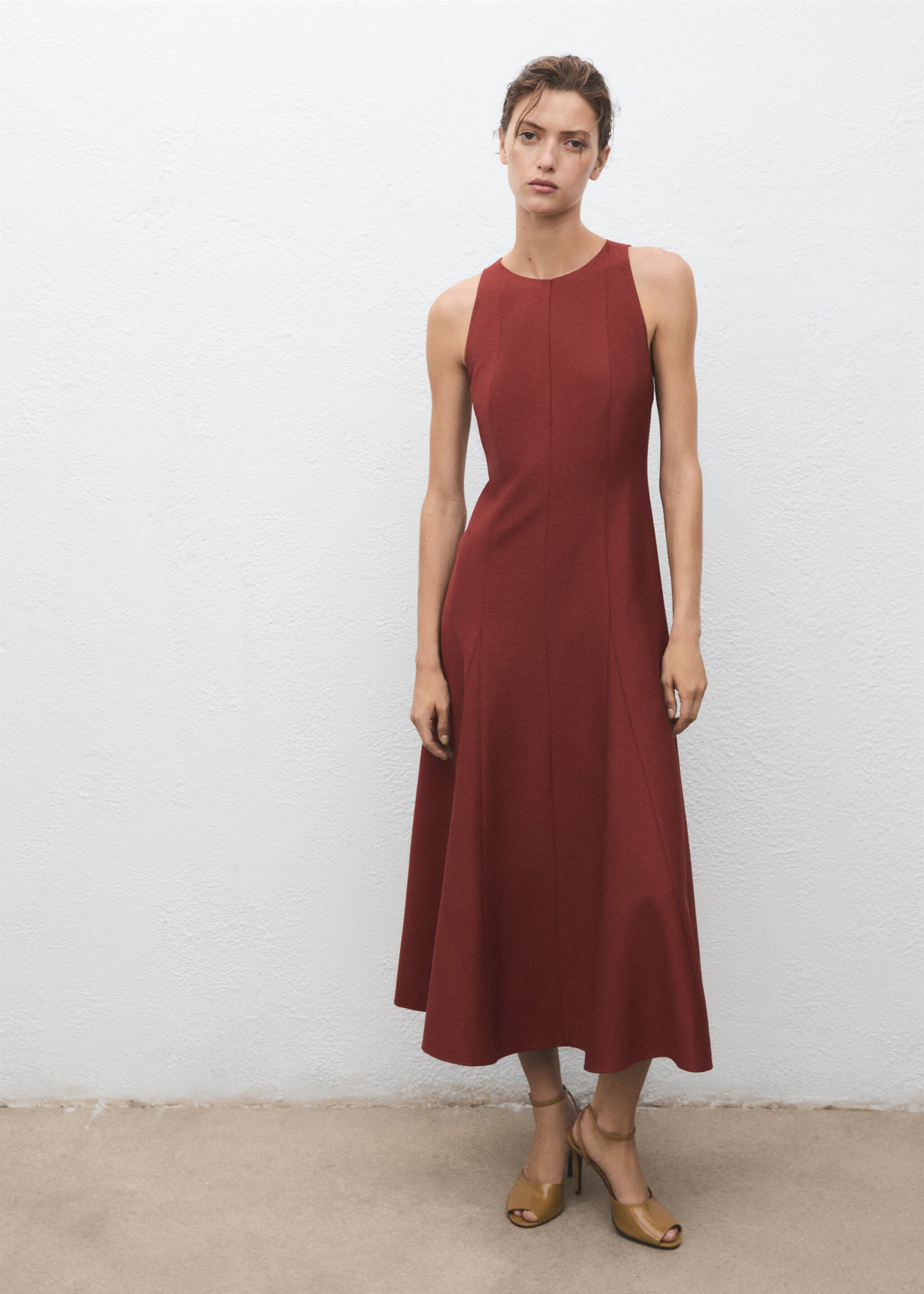 Long flared dress - General plane, Burnt Orange. Ref: 17057811-00.