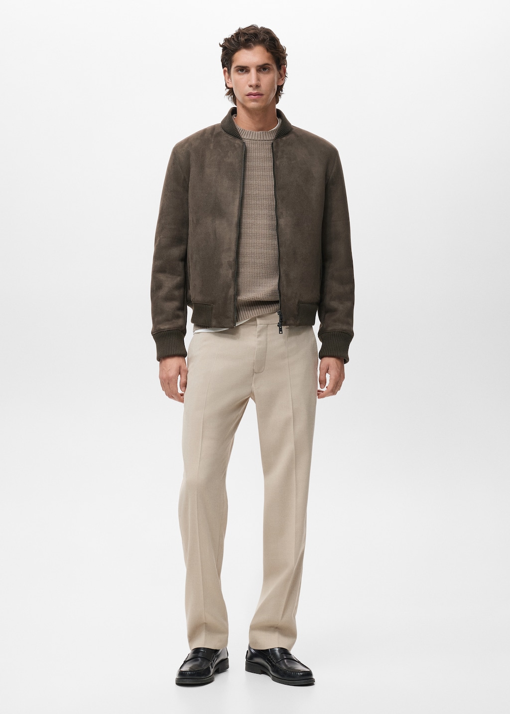 Suede-effect bomber jacket