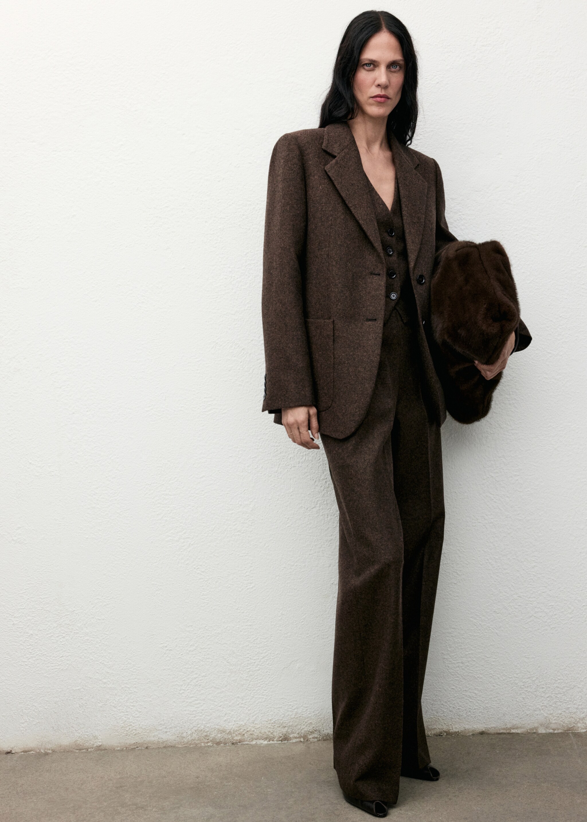 Speckled wool jacket with pockets - General plane, Brown. Ref: 17057912-00.