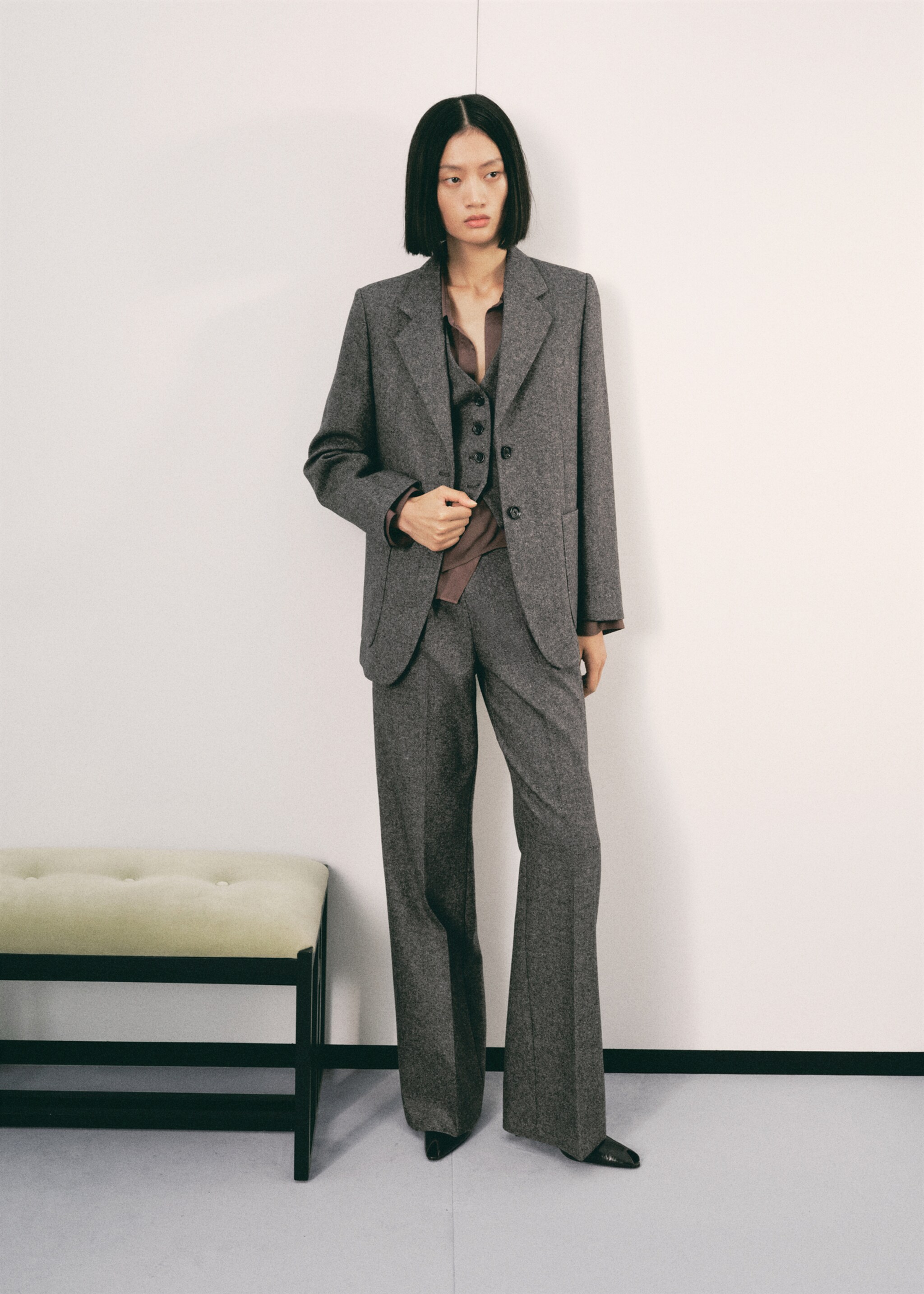 Speckled wool jacket with pockets - General plane, Grey. Ref: 17057912-00.