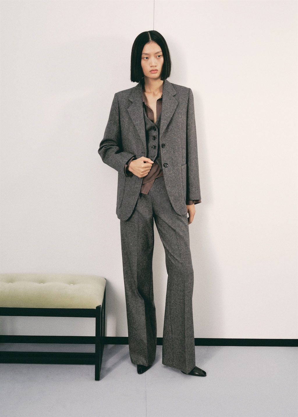 Speckled wool suit jacket