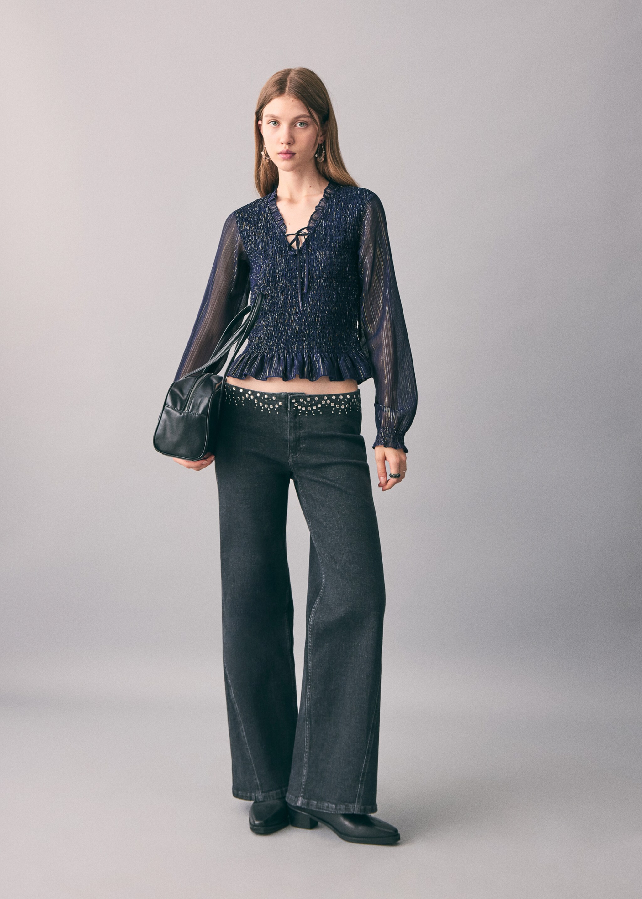 Ruched striped blouse - General plane, Navy. Ref: 17058267-00.