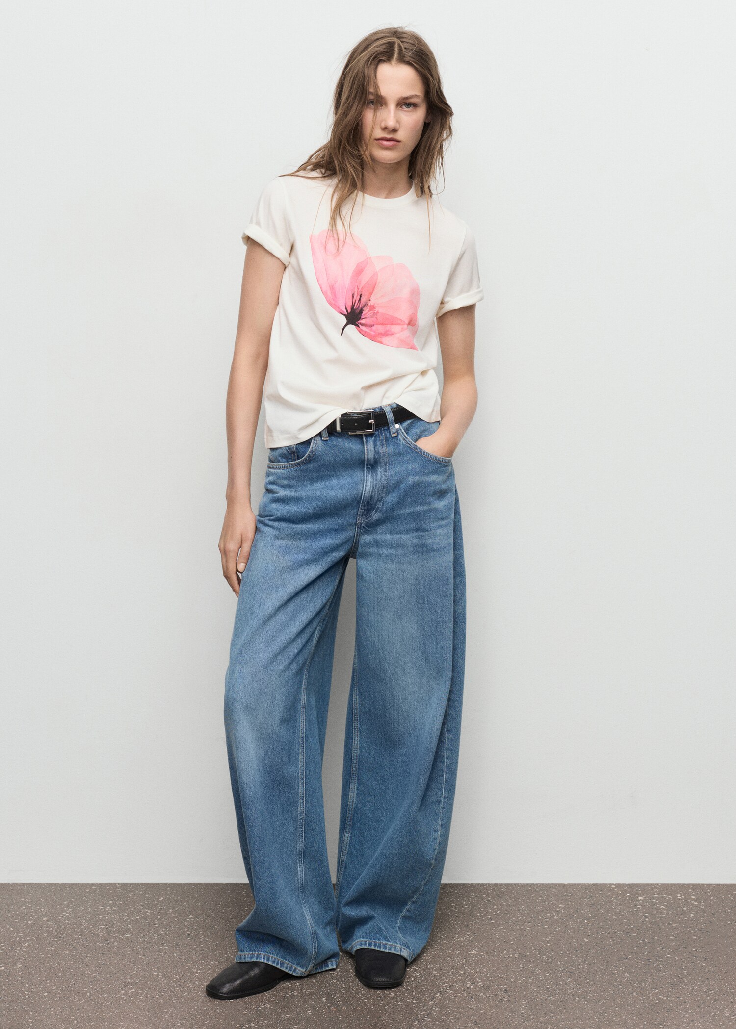 Floral-print cotton t-shirt - General plane