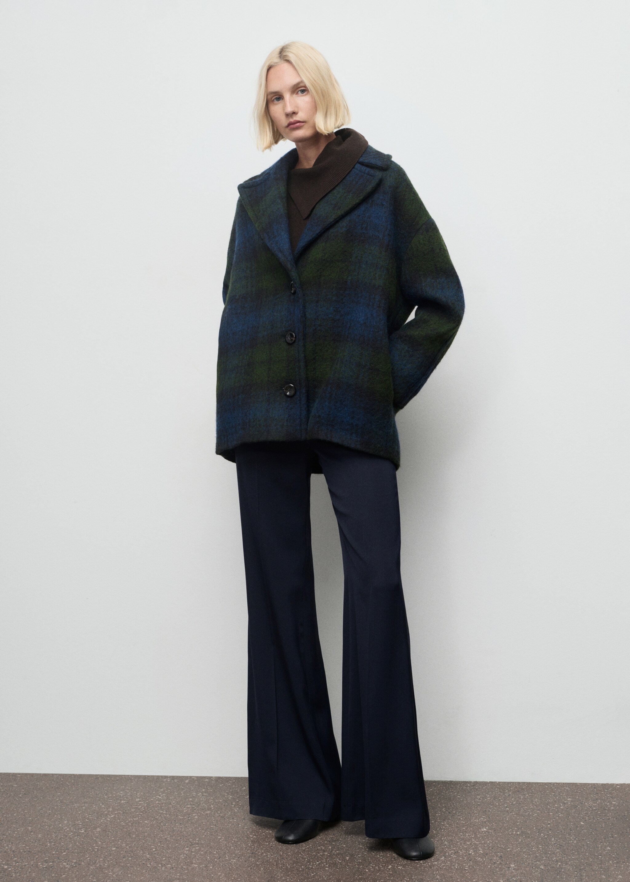 Manteau à carreaux oversize - Plan général, Bleu marine. Ref: 17059211-00.